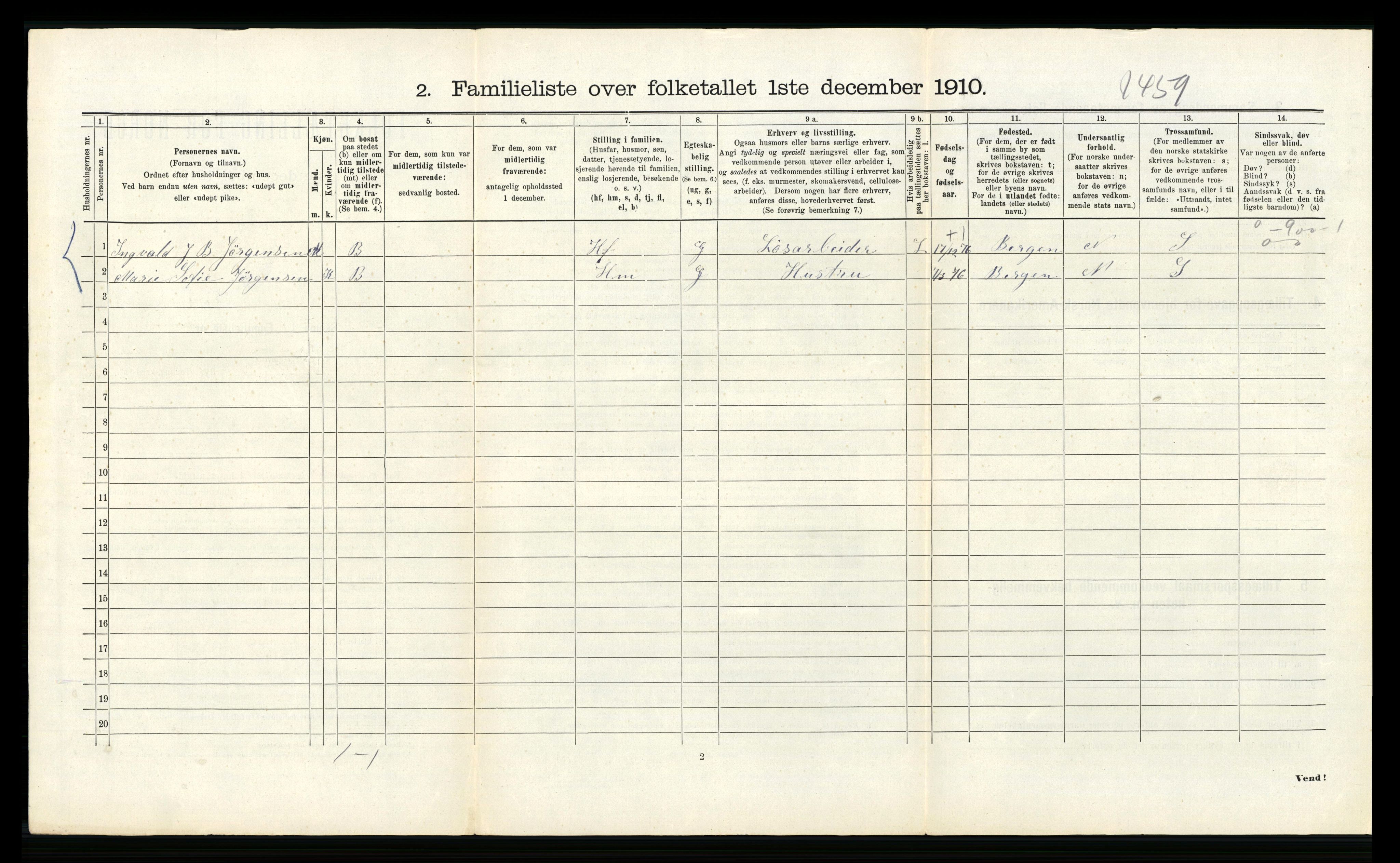 RA, 1910 census for Bergen, 1910, p. 45086