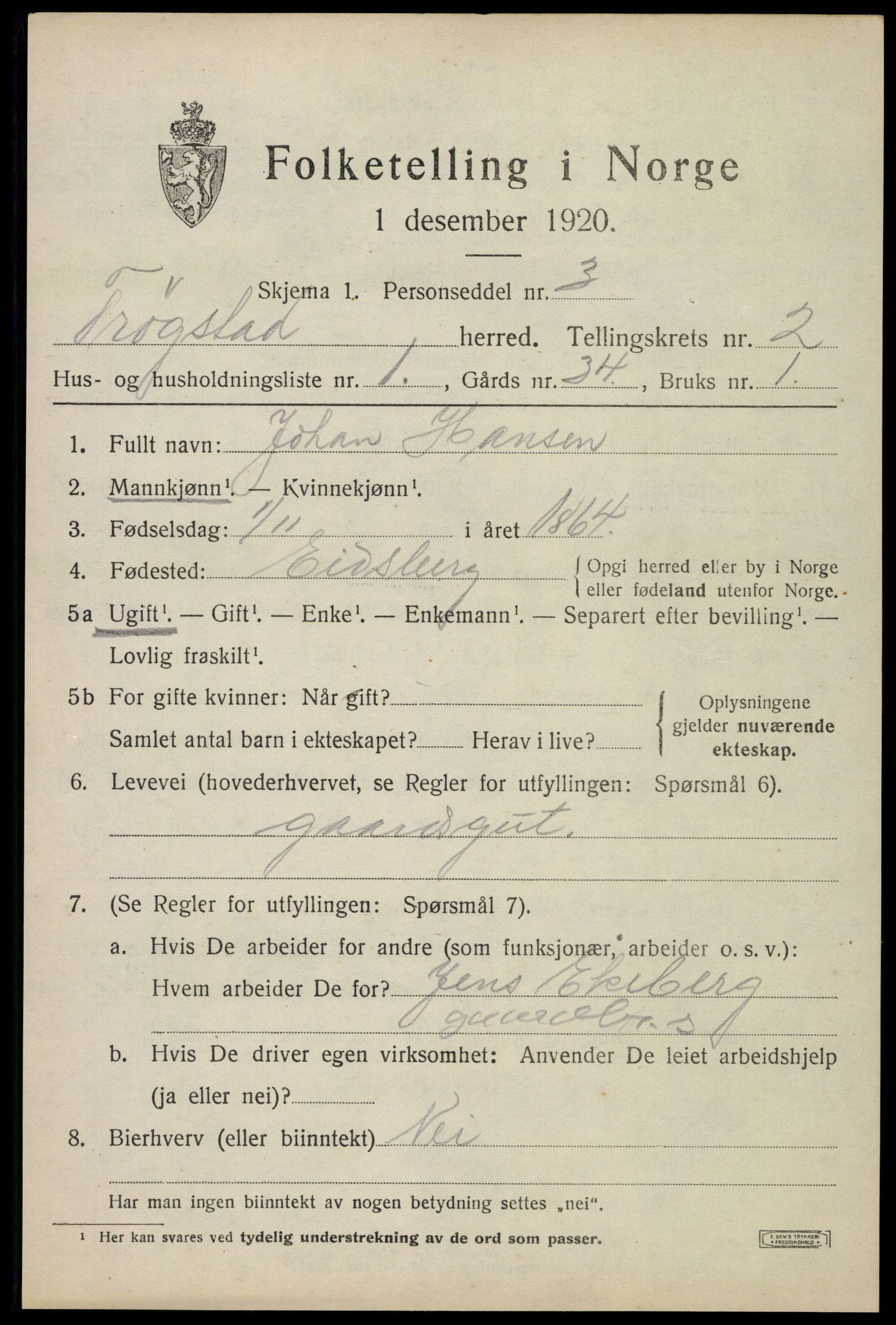 SAO, 1920 census for Trøgstad, 1920, p. 2082