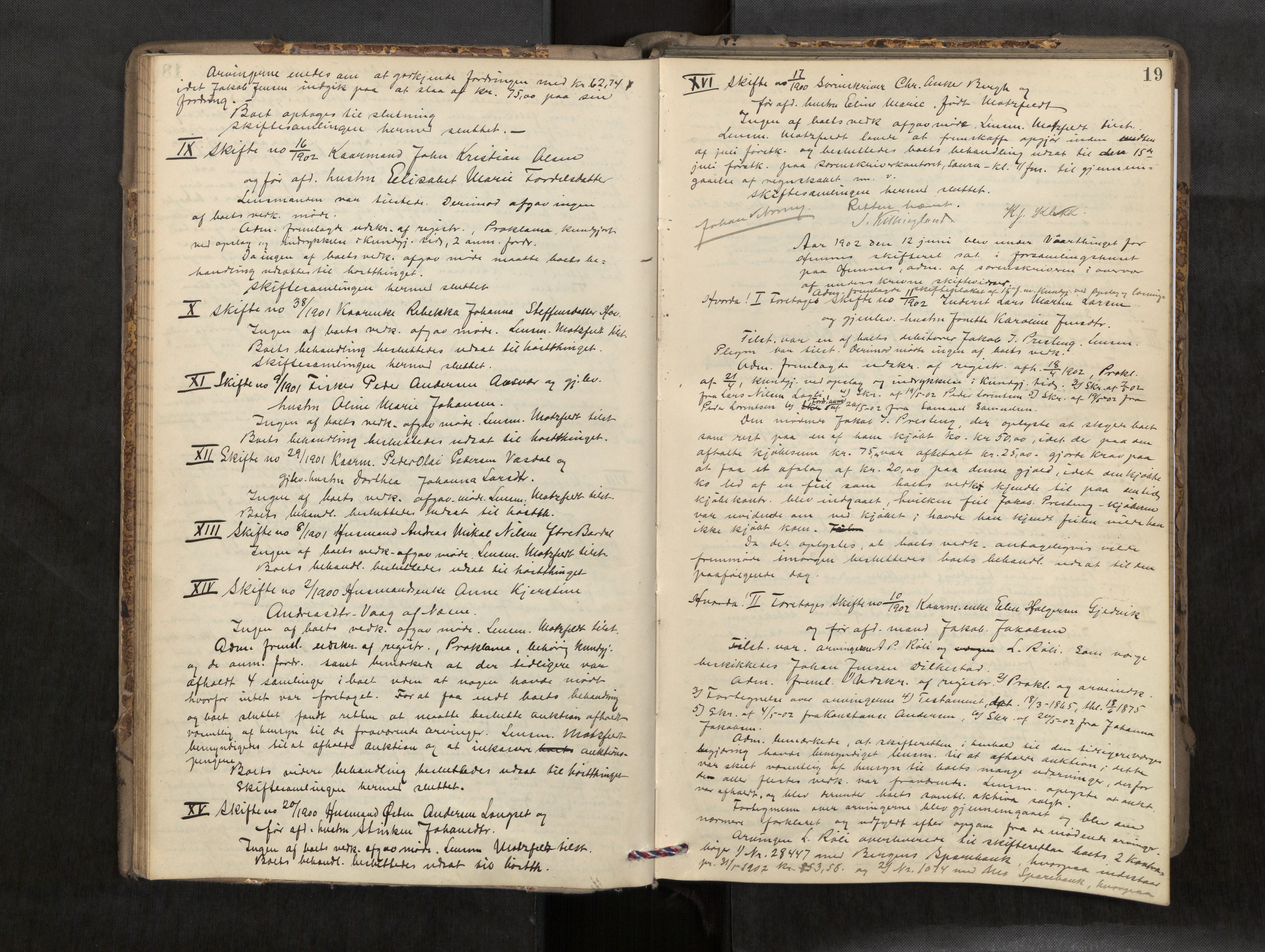 Rana sorenskriveri , AV/SAT-A-1108/1/3/3B/L0007: Skiftebehandlingsprotokoll, 1901-1909, p. 19