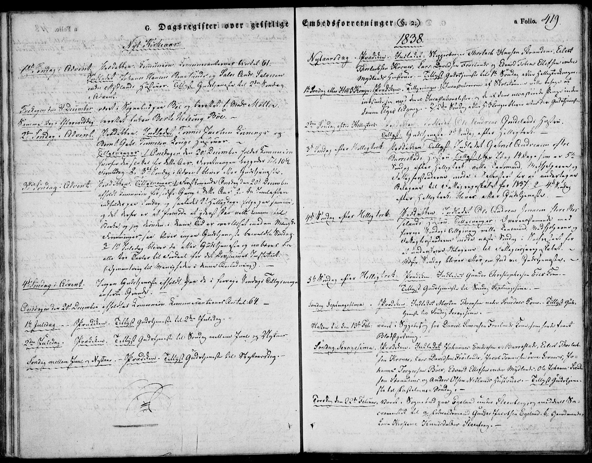 Sokndal sokneprestkontor, SAST/A-101808: Parish register (official) no. A 7.2, 1826-1842, p. 419