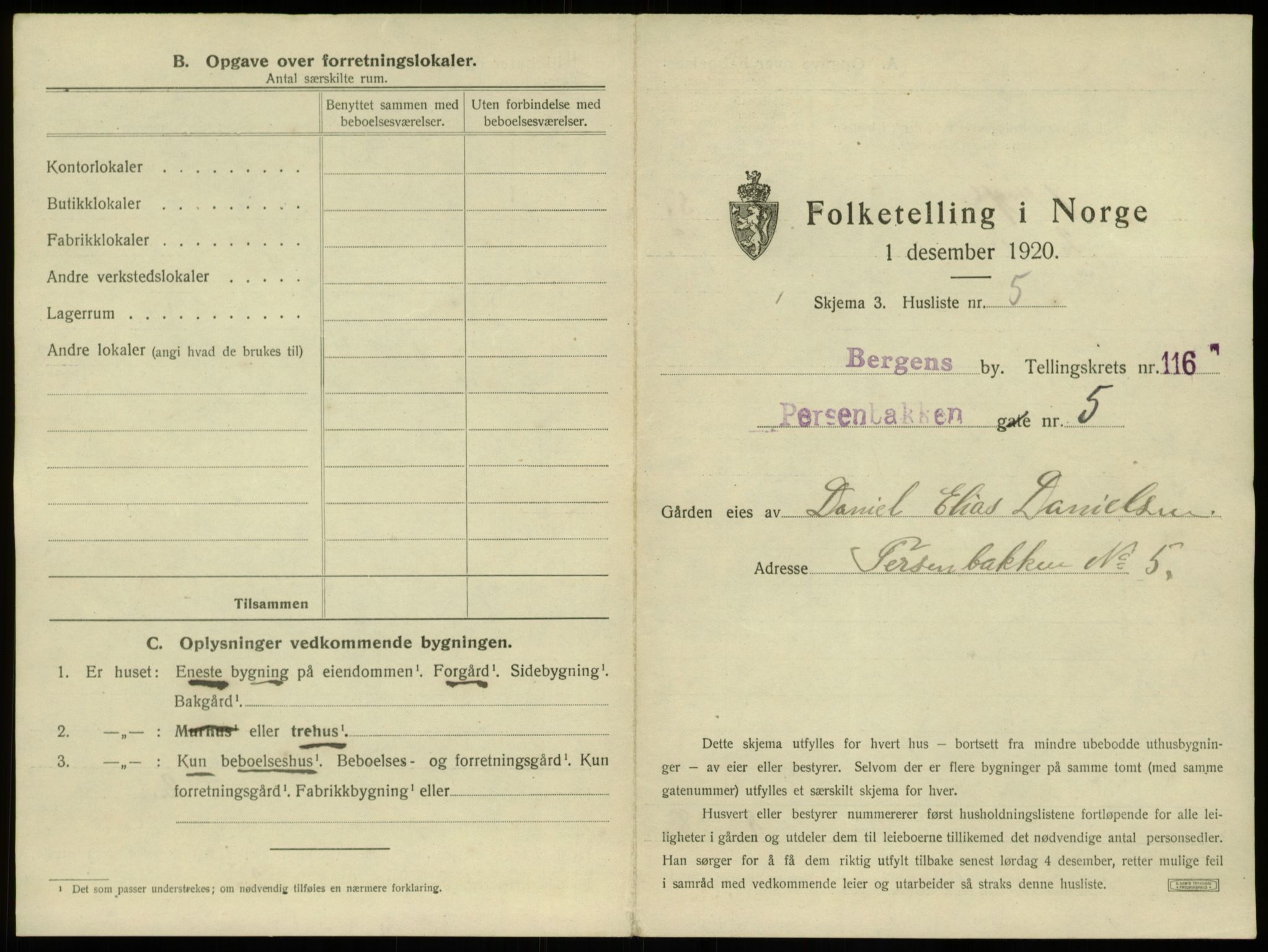 SAB, 1920 census for Bergen, 1920, p. 10413