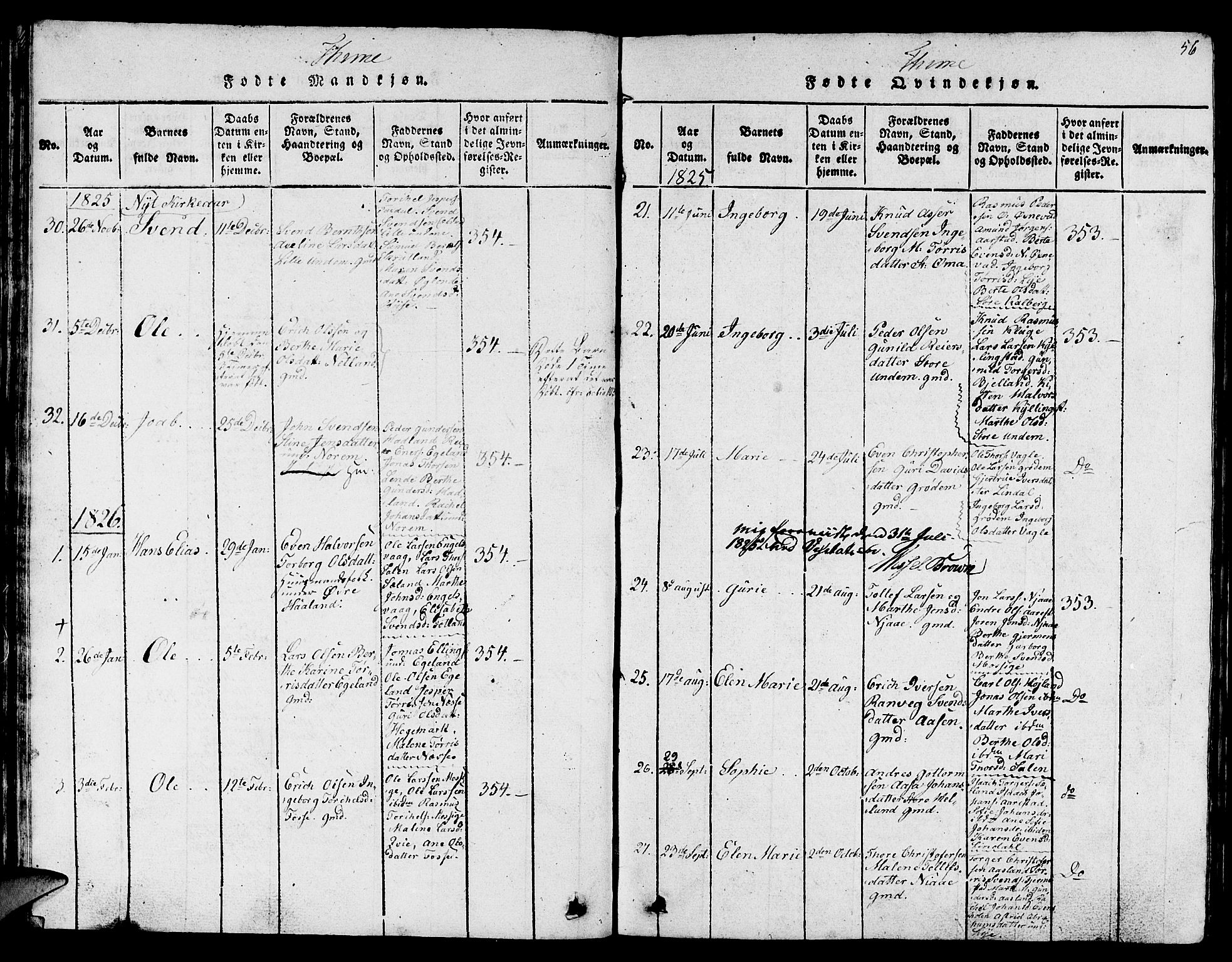 Lye sokneprestkontor, SAST/A-101794/001/30BB/L0001: Parish register (copy) no. B 1 /1, 1816-1826, p. 56