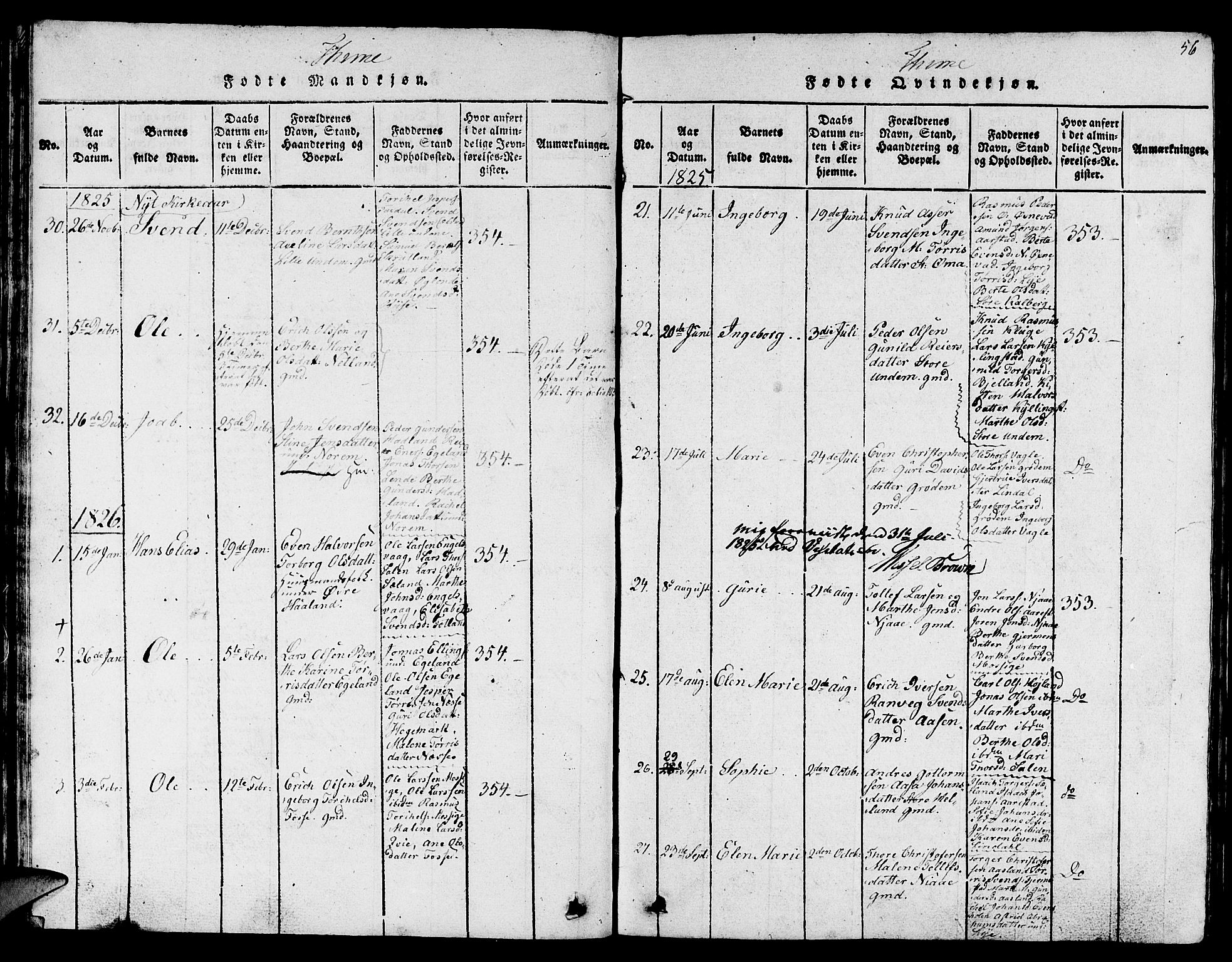 Lye sokneprestkontor, AV/SAST-A-101794/001/30BB/L0001: Parish register (copy) no. B 1 /1, 1816-1826, p. 56