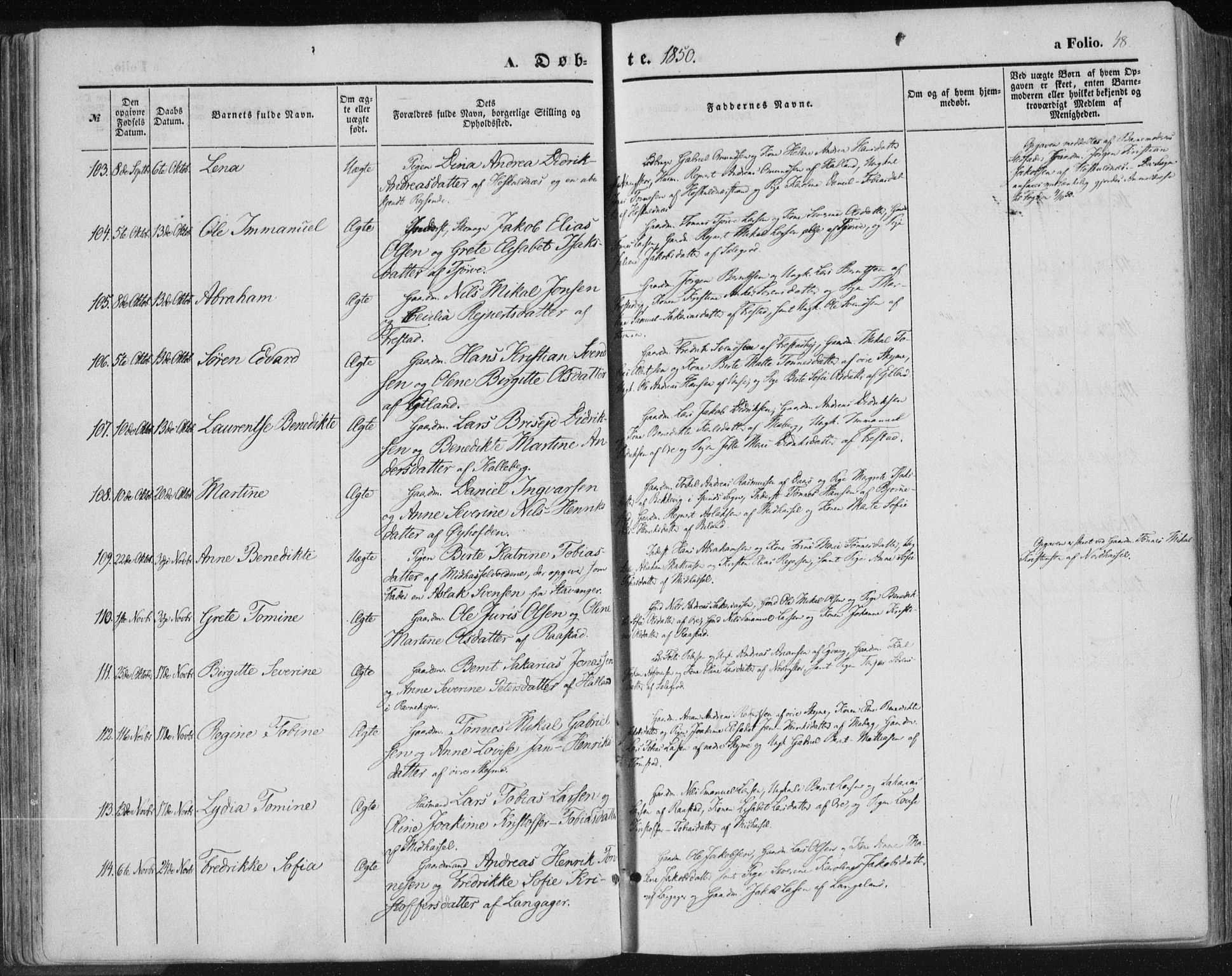 Lista sokneprestkontor, AV/SAK-1111-0027/F/Fa/L0010: Parish register (official) no. A 10, 1846-1861, p. 48