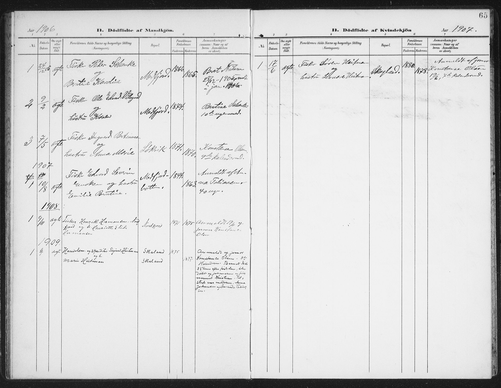 Berg sokneprestkontor, SATØ/S-1318/G/Ga/Gaa/L0007kirke: Parish register (official) no. 7, 1906-1915, p. 65