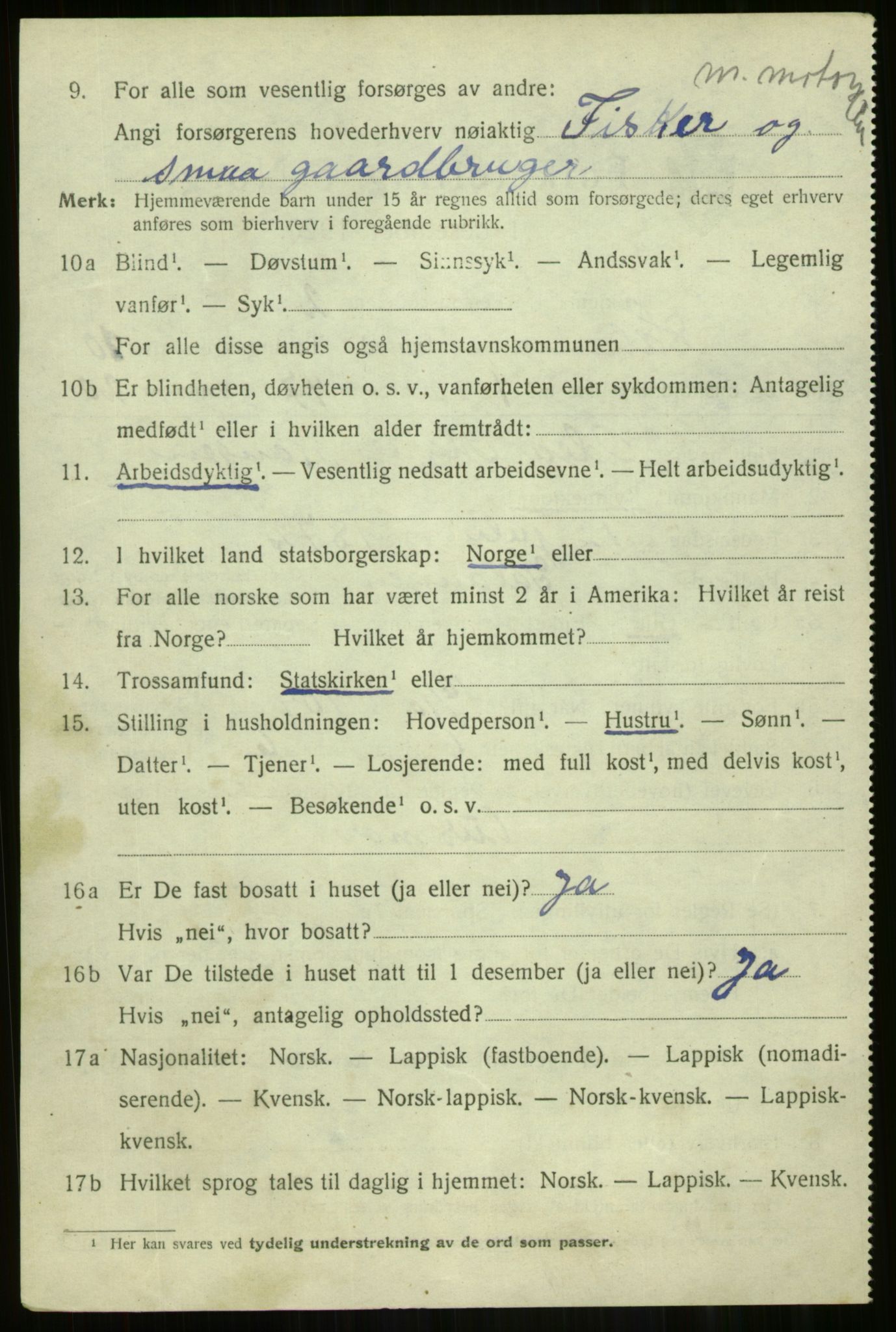 SATØ, 1920 census for Salangen, 1920, p. 6271