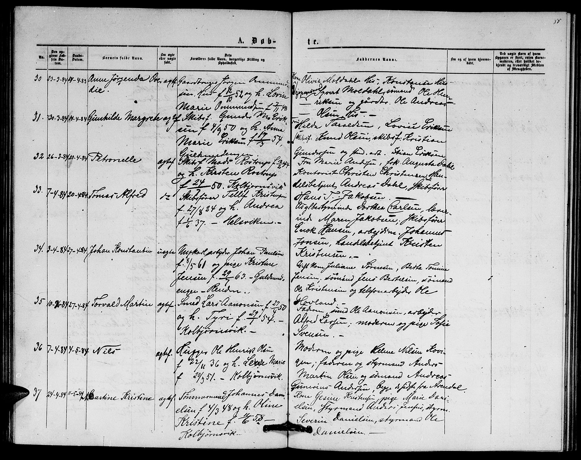 Hisøy sokneprestkontor, AV/SAK-1111-0020/F/Fb/L0002: Parish register (copy) no. B 2, 1873-1885, p. 85