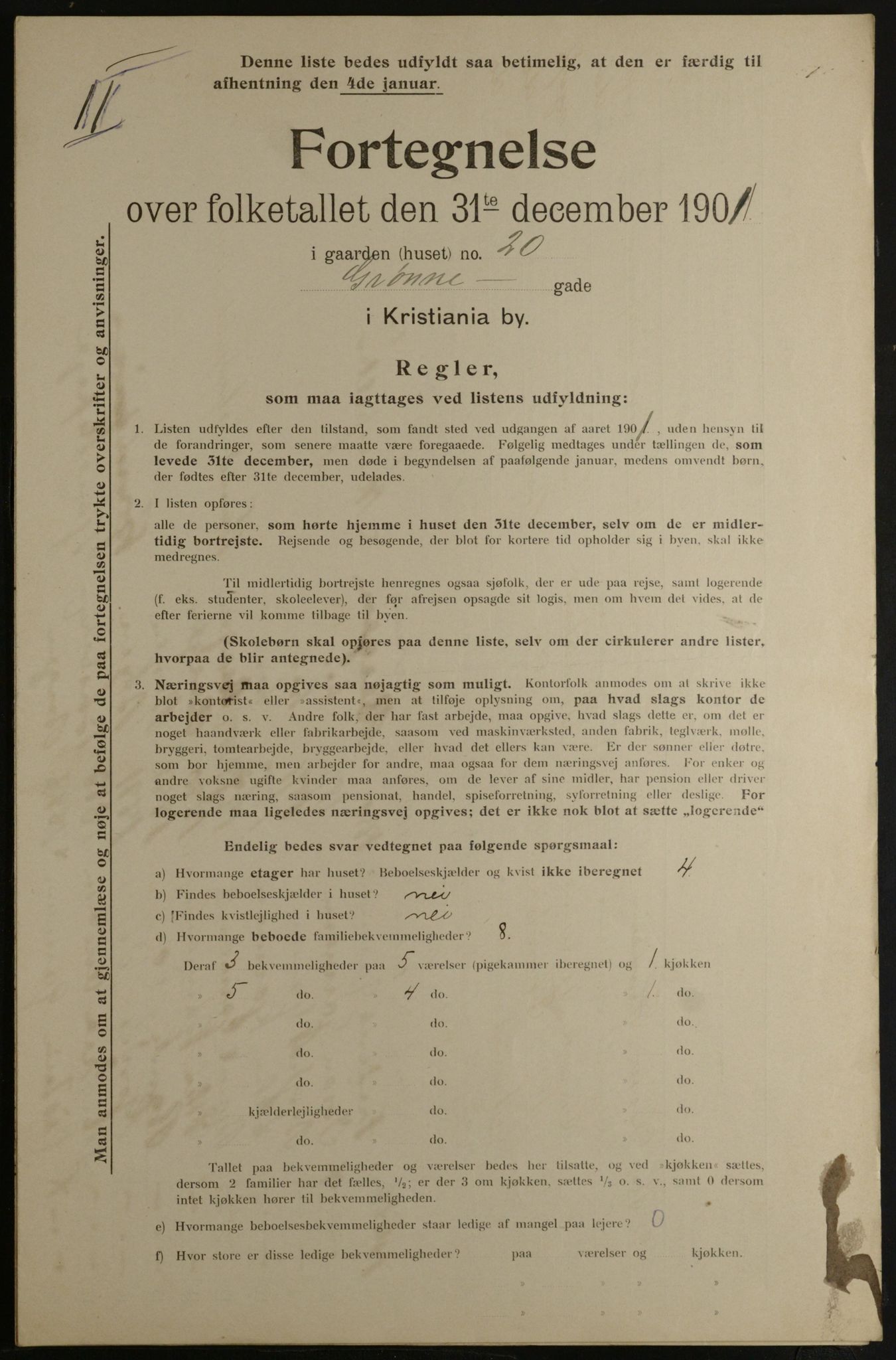 OBA, Municipal Census 1901 for Kristiania, 1901, p. 5265