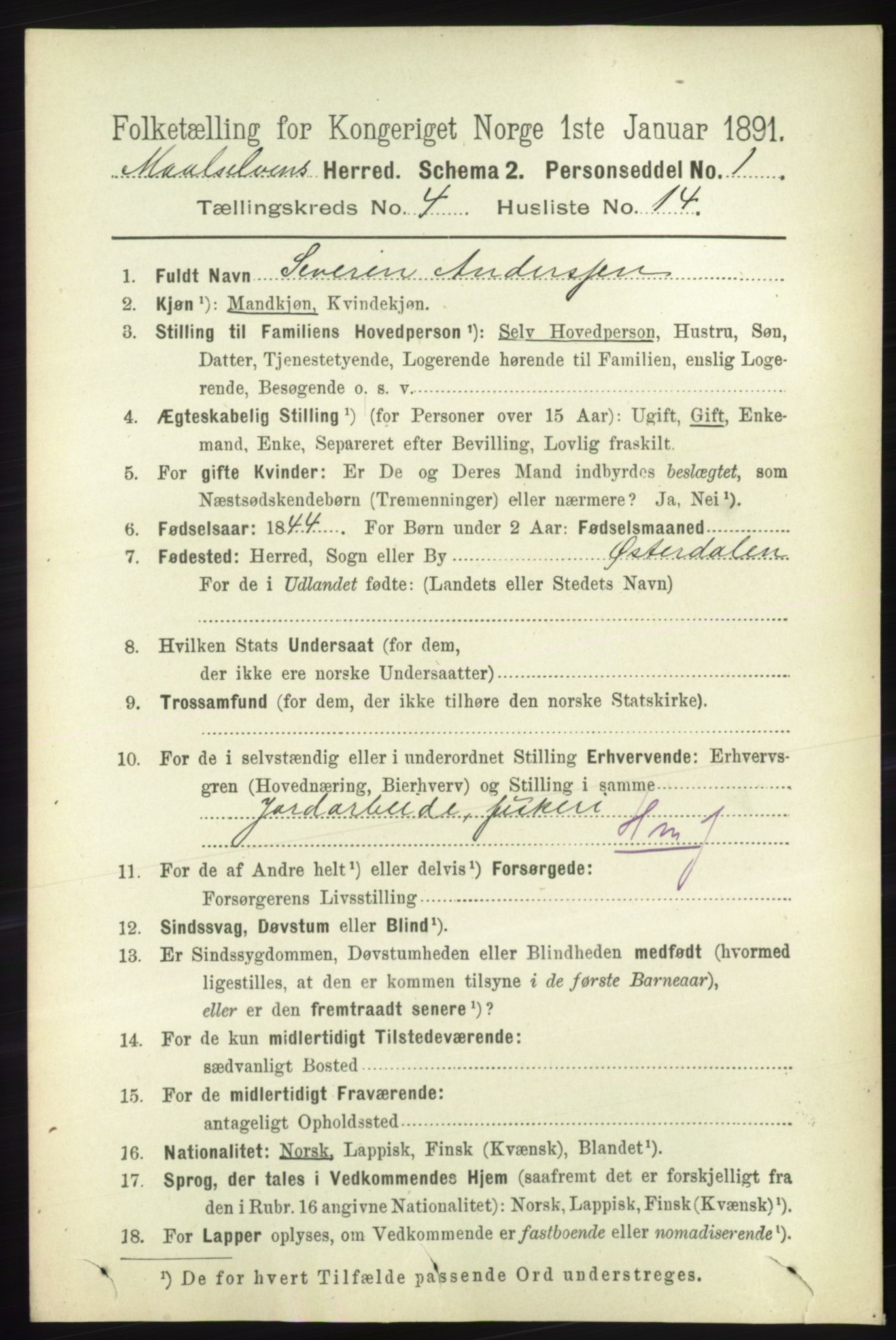 RA, 1891 census for 1924 Målselv, 1891, p. 1169