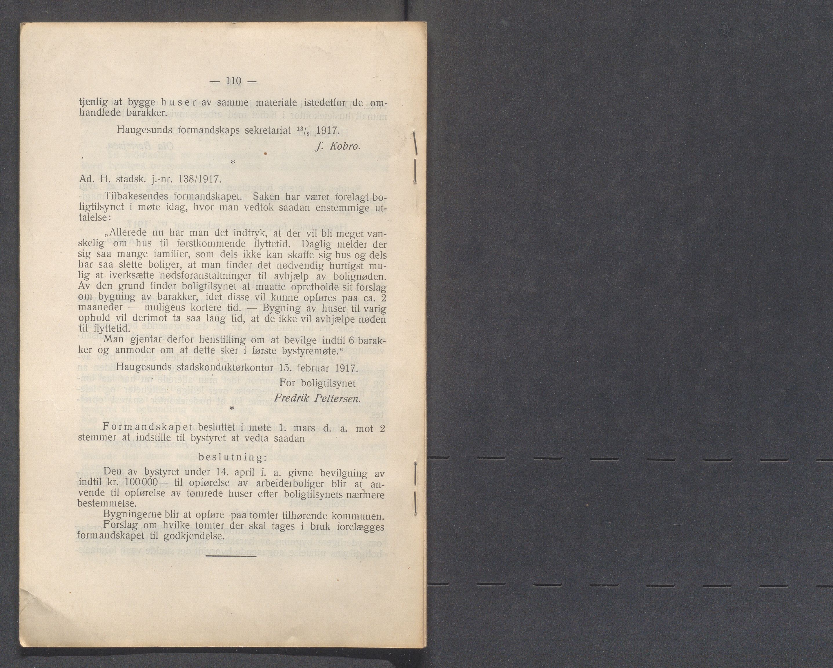 Haugesund kommune - Formannskapet og Bystyret, IKAR/A-740/A/Abb/L0002: Bystyreforhandlinger, 1908-1917, p. 1149