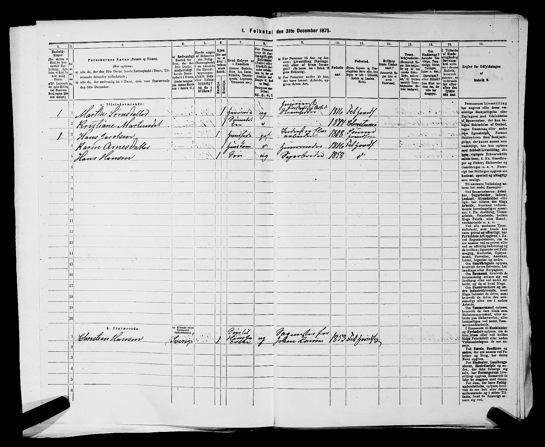 RA, 1875 census for 0227P Fet, 1875, p. 204