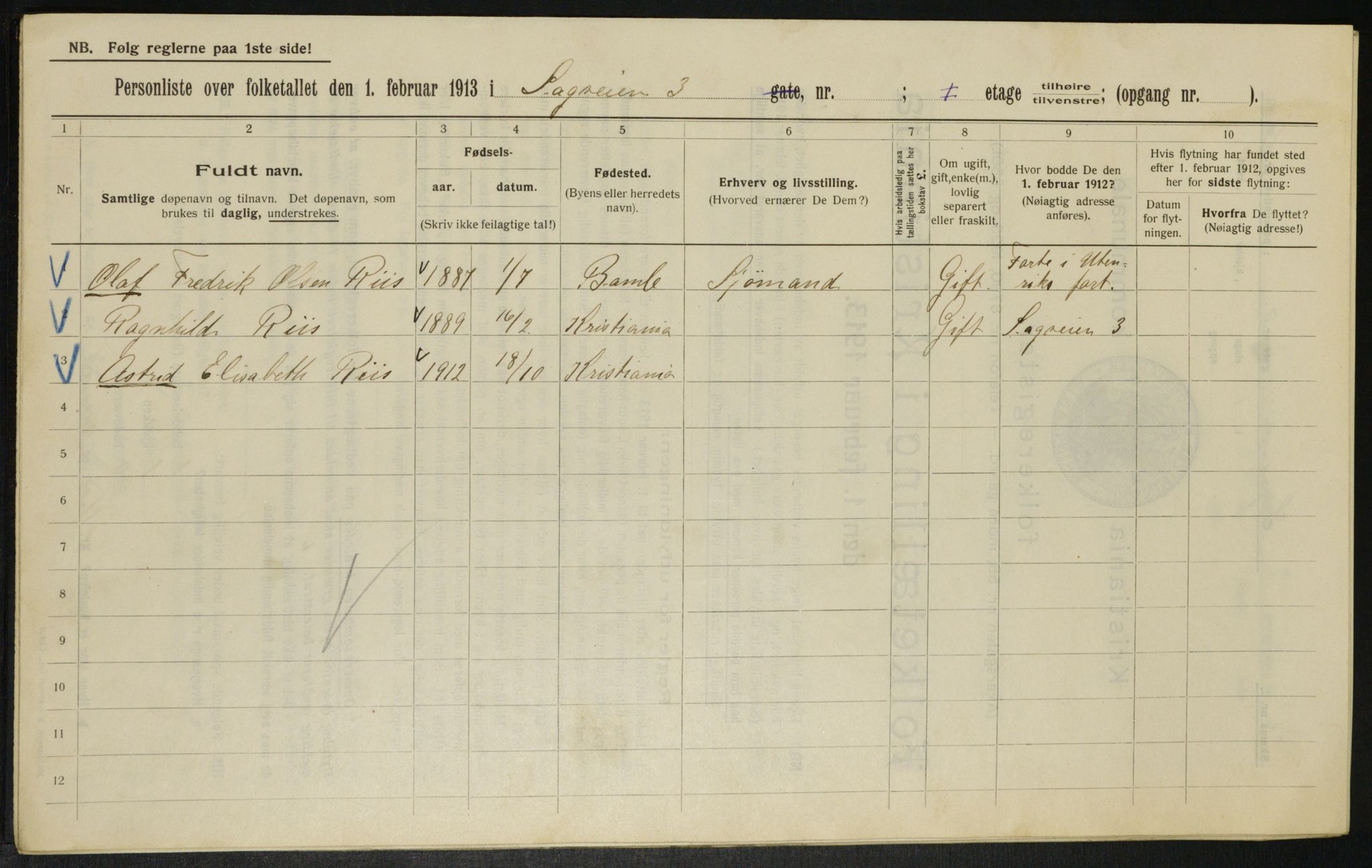 OBA, Municipal Census 1913 for Kristiania, 1913, p. 86429