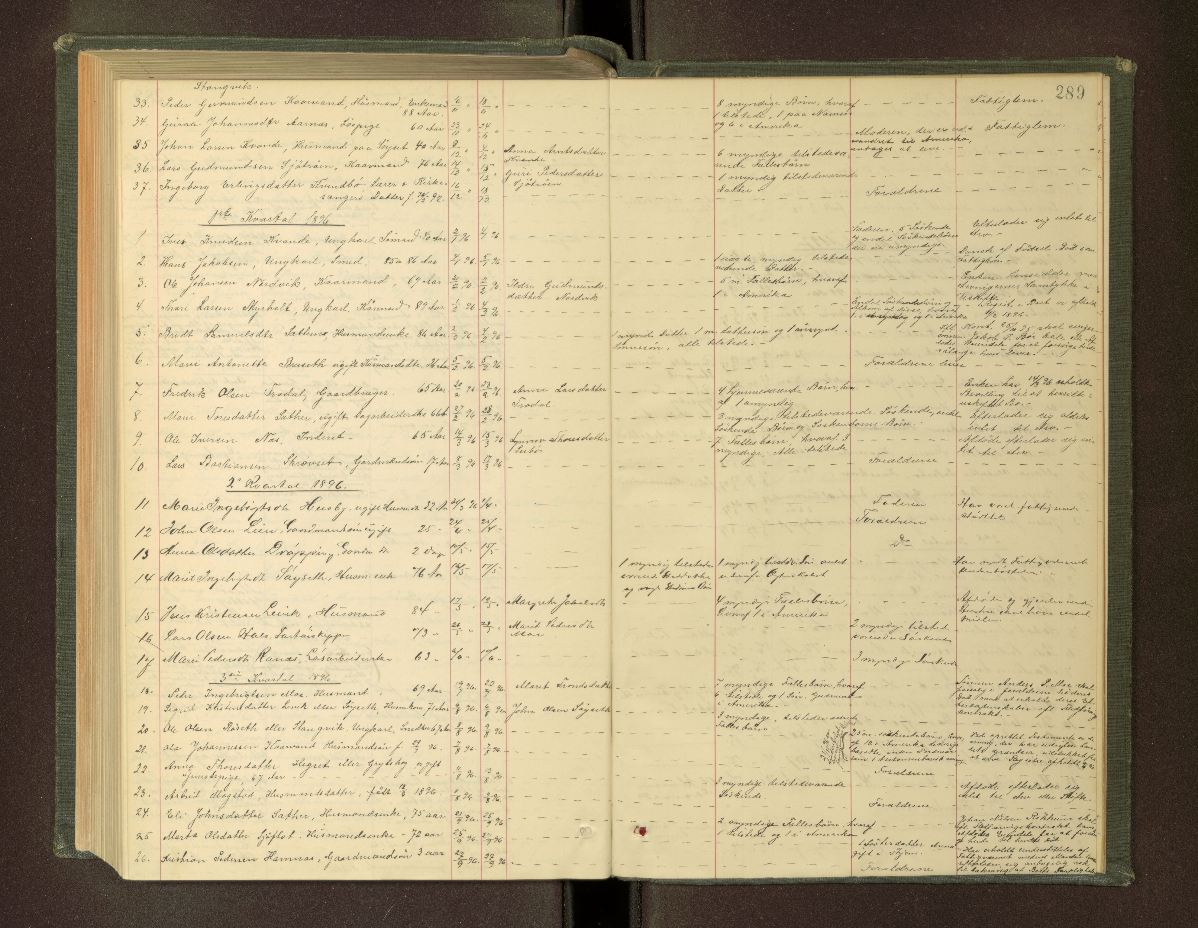 Nordmøre sorenskriveri, AV/SAT-A-4132/1/3/3L/L0003: Dødsfallsprotokoll, 1883-1897, p. 289