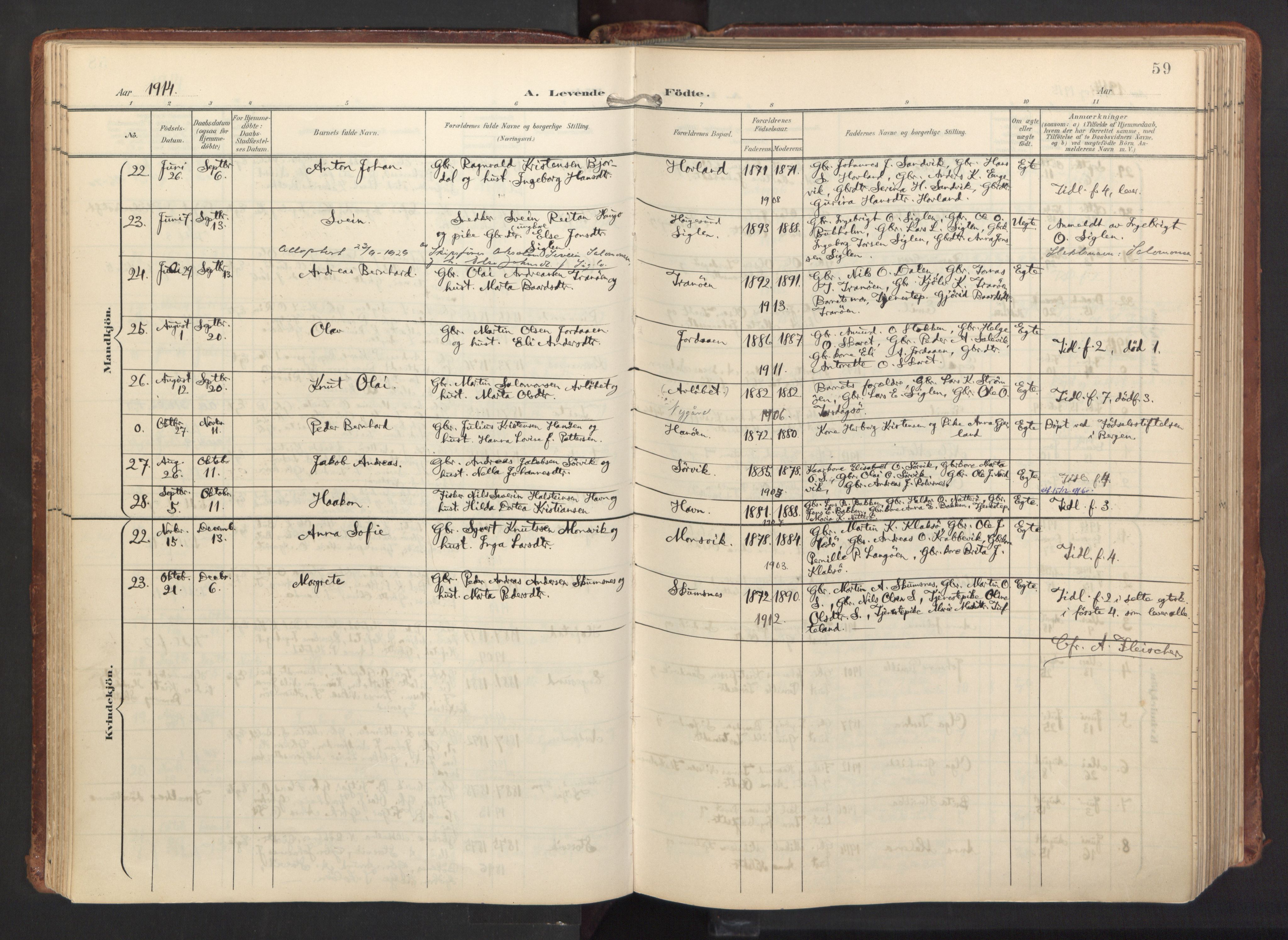 Fitjar sokneprestembete, AV/SAB-A-99926: Parish register (official) no. A 3, 1900-1918, p. 59