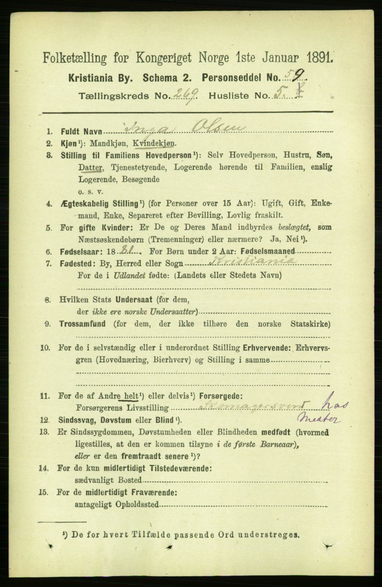 RA, 1891 census for 0301 Kristiania, 1891, p. 163237