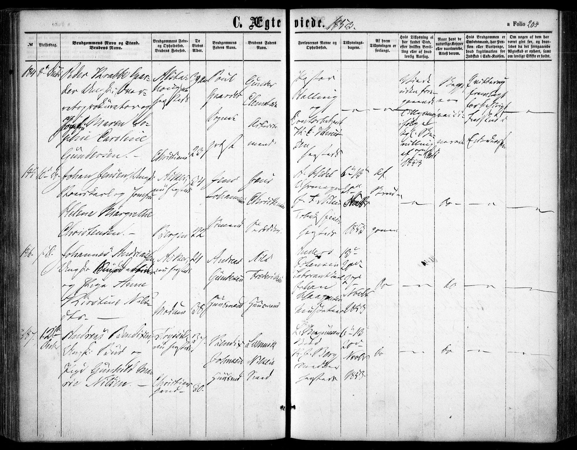 Oslo domkirke Kirkebøker, SAO/A-10752/F/Fa/L0020: Parish register (official) no. 20, 1848-1865, p. 204
