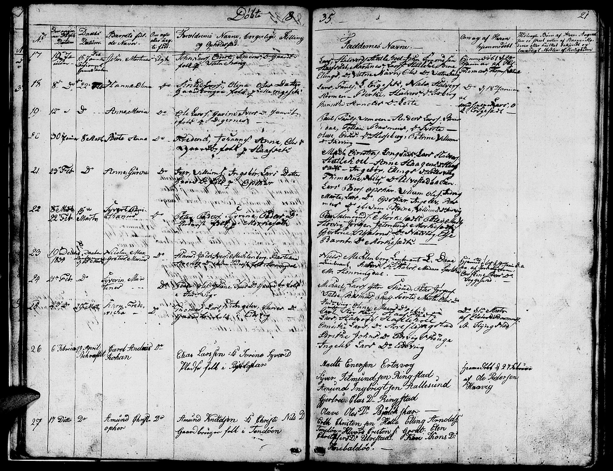 Ministerialprotokoller, klokkerbøker og fødselsregistre - Møre og Romsdal, AV/SAT-A-1454/524/L0361: Parish register (copy) no. 524C02, 1831-1840, p. 21