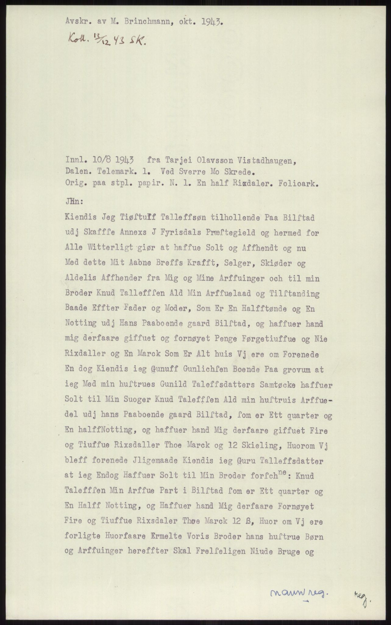 Samlinger til kildeutgivelse, Diplomavskriftsamlingen, AV/RA-EA-4053/H/Ha, p. 3932