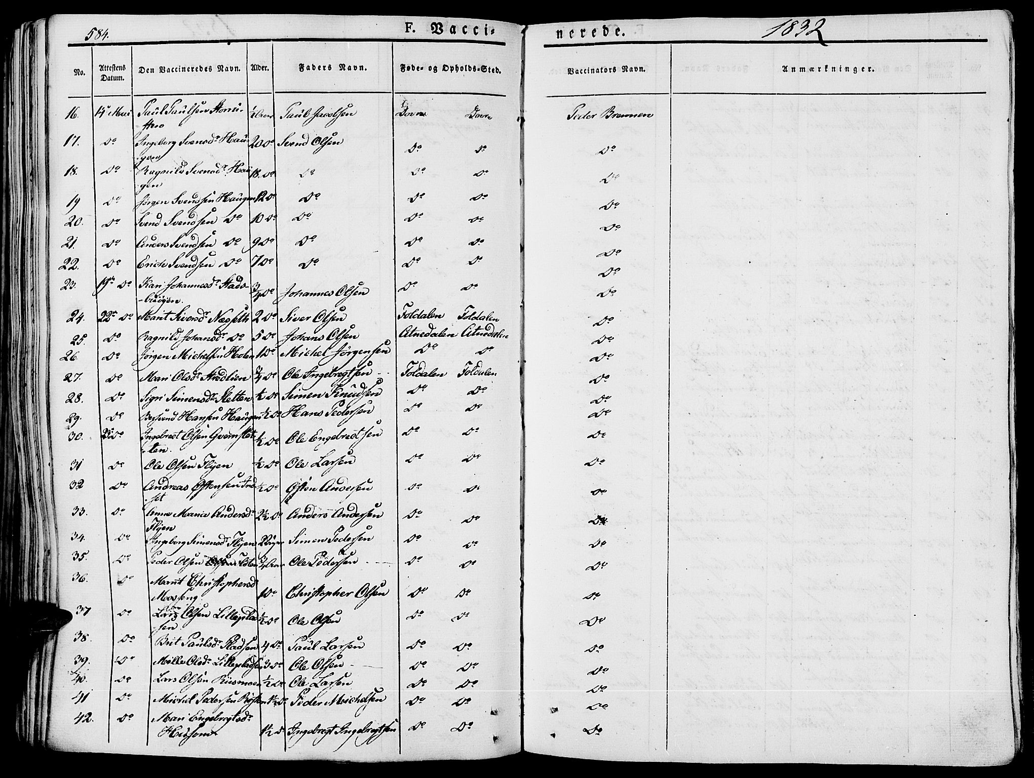 Lesja prestekontor, SAH/PREST-068/H/Ha/Haa/L0005: Parish register (official) no. 5, 1830-1842, p. 584