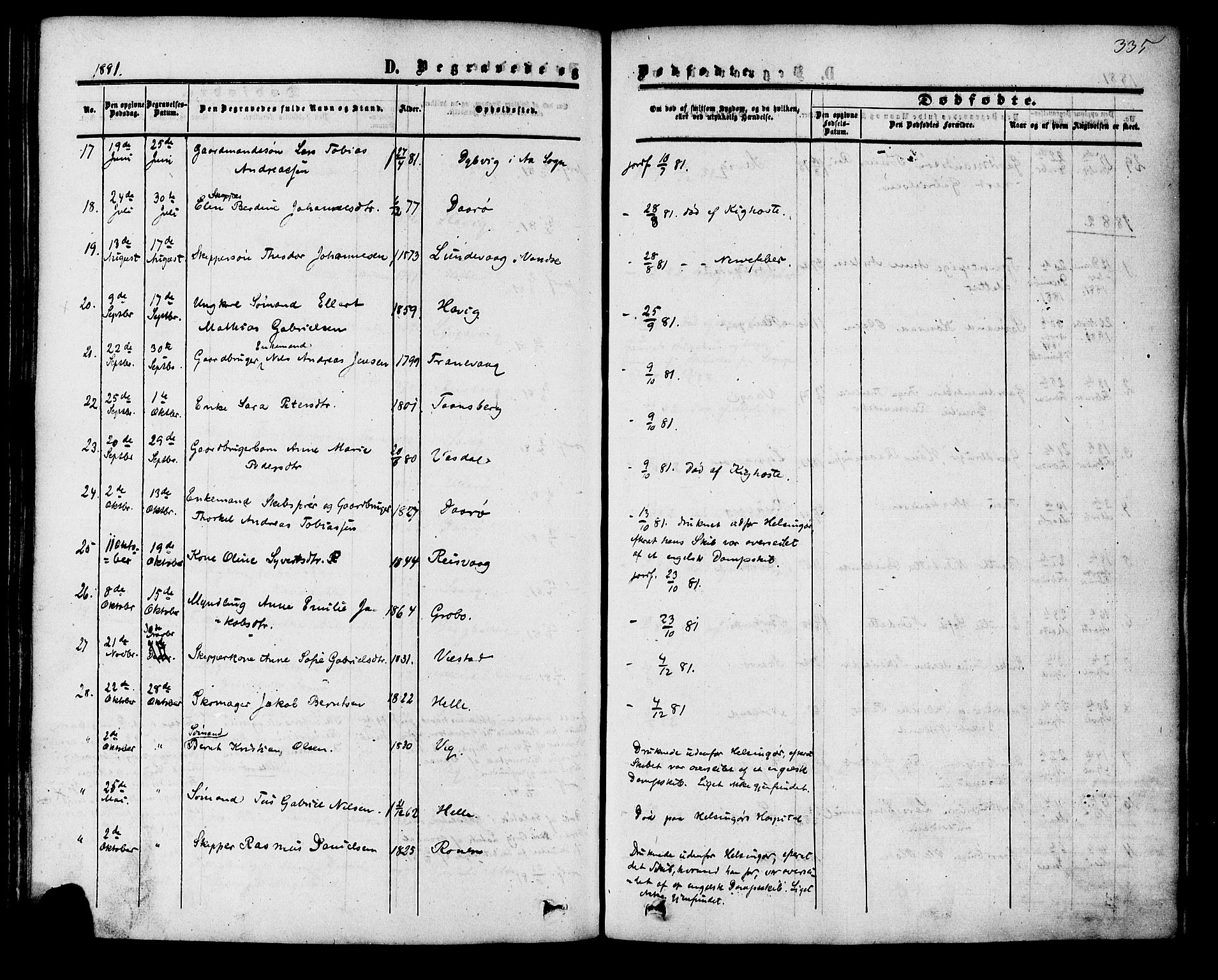 Herad sokneprestkontor, AV/SAK-1111-0018/F/Fa/Fab/L0004: Parish register (official) no. A 4, 1853-1885, p. 335