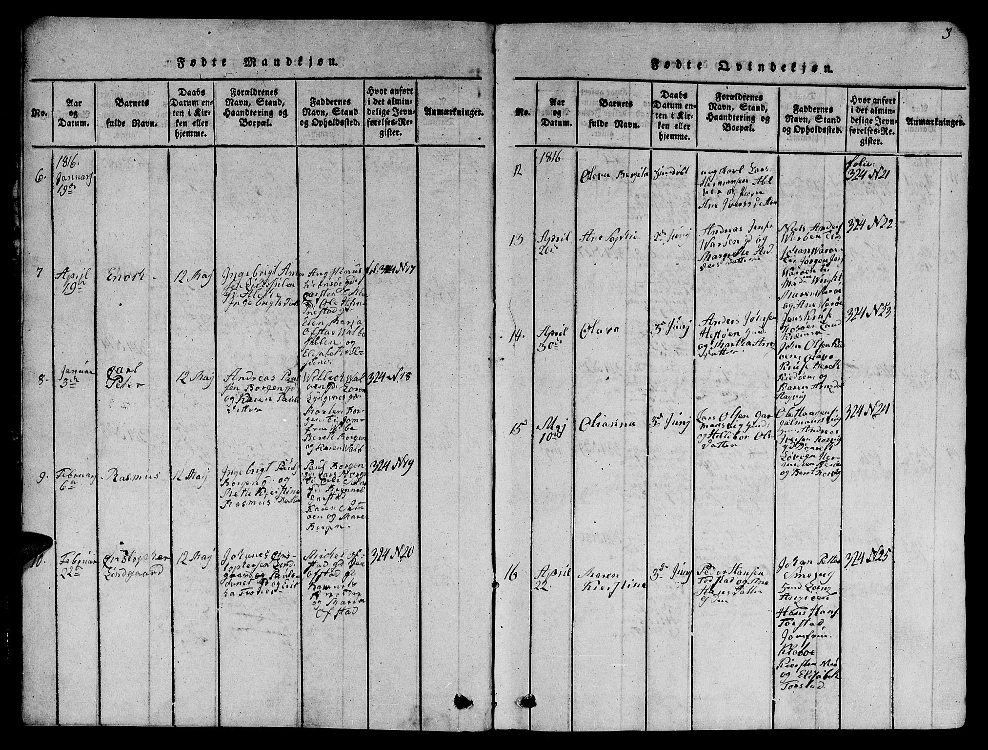 Ministerialprotokoller, klokkerbøker og fødselsregistre - Nord-Trøndelag, SAT/A-1458/784/L0679: Parish register (copy) no. 784C01 /1, 1816-1822, p. 3