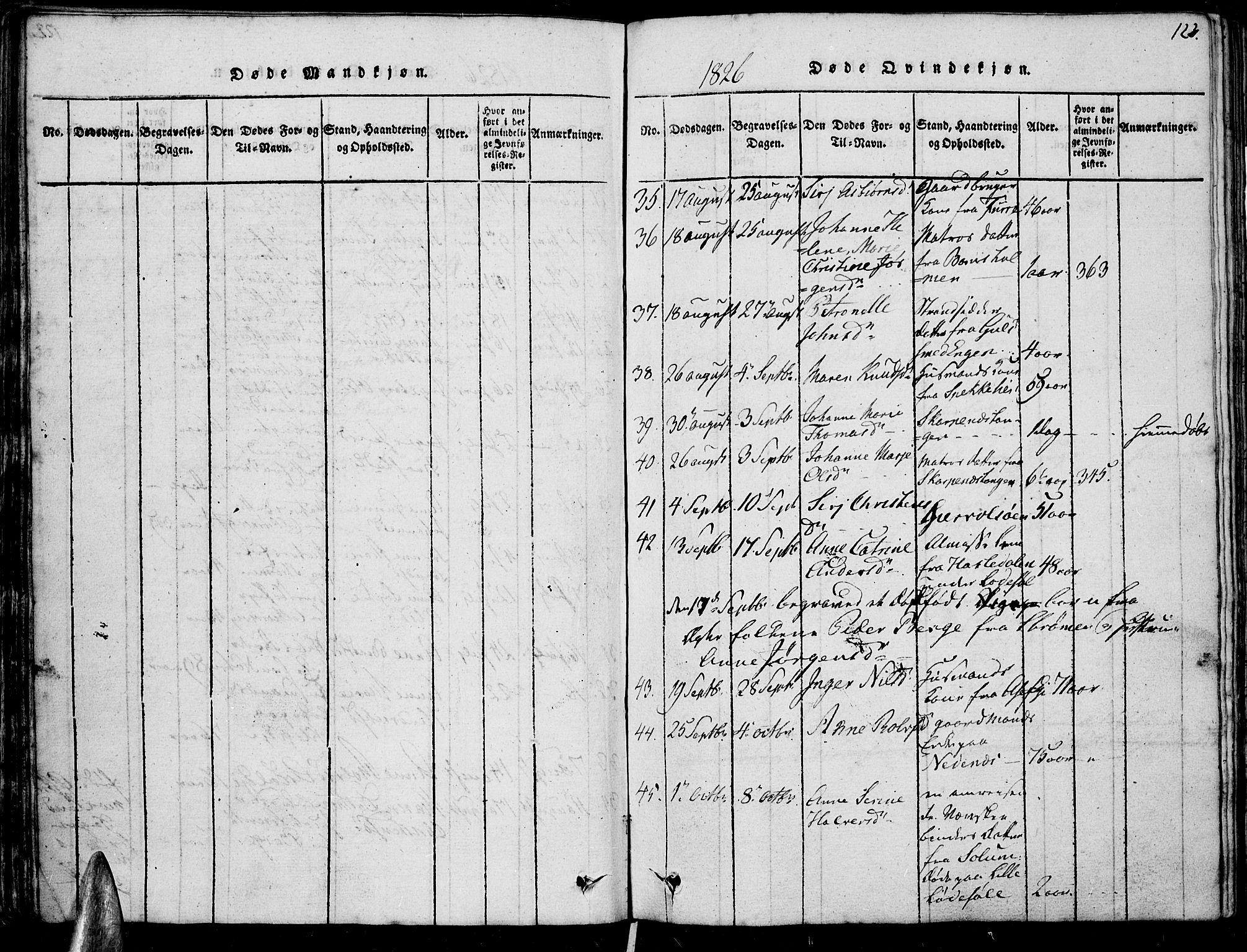 Øyestad sokneprestkontor, AV/SAK-1111-0049/F/Fb/L0003: Parish register (copy) no. B 3, 1816-1827, p. 123