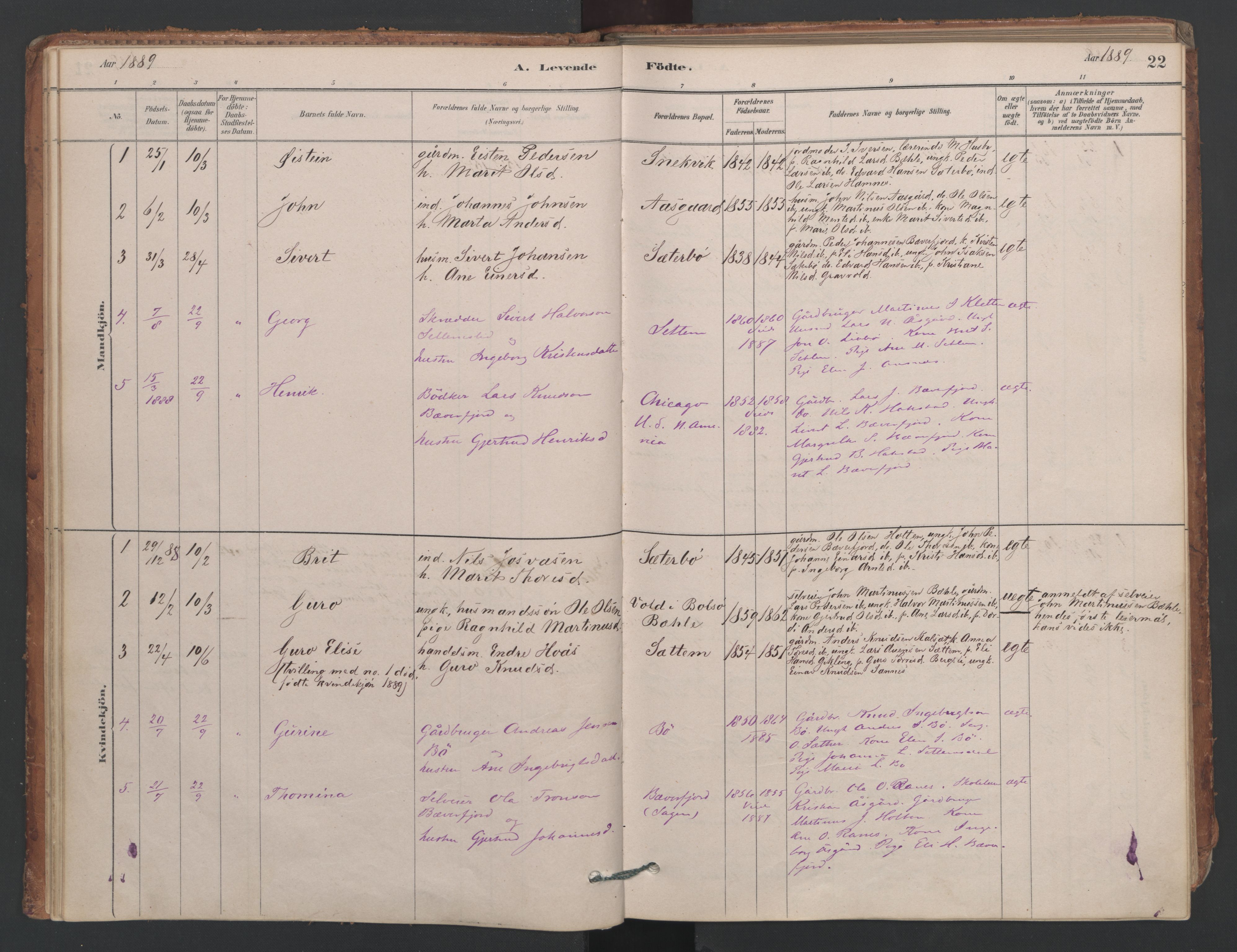 Ministerialprotokoller, klokkerbøker og fødselsregistre - Møre og Romsdal, AV/SAT-A-1454/594/L1036: Parish register (official) no. 594A02 (?), 1879-1910, p. 22