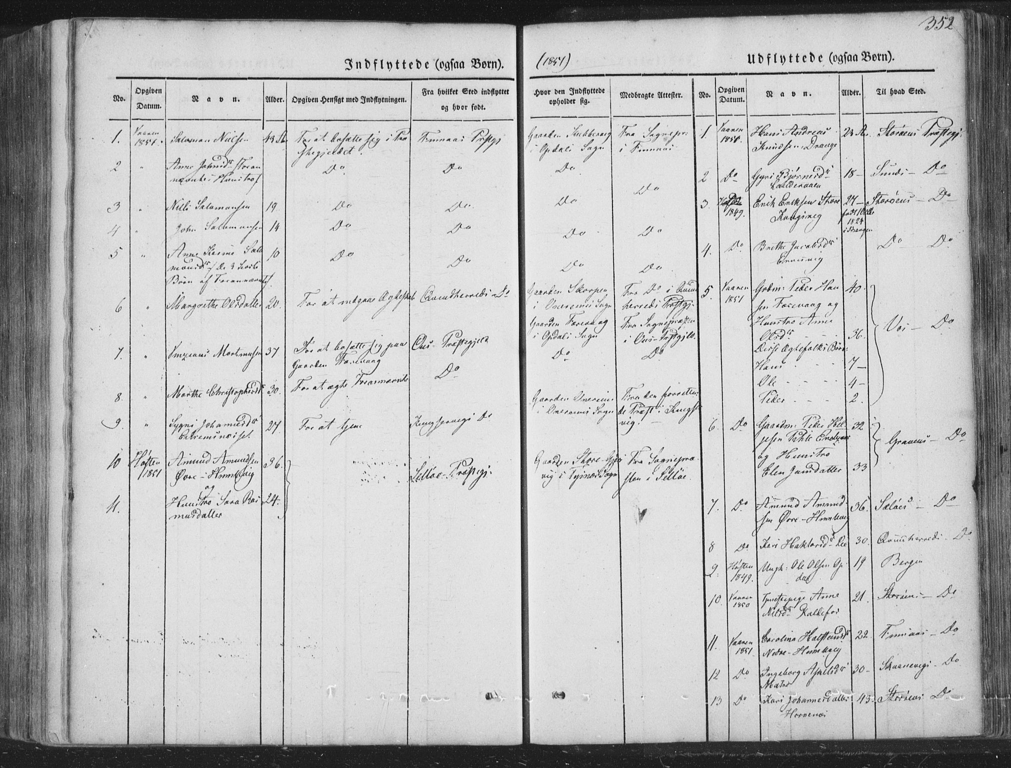 Tysnes sokneprestembete, AV/SAB-A-78601/H/Haa: Parish register (official) no. A 10, 1848-1859, p. 352