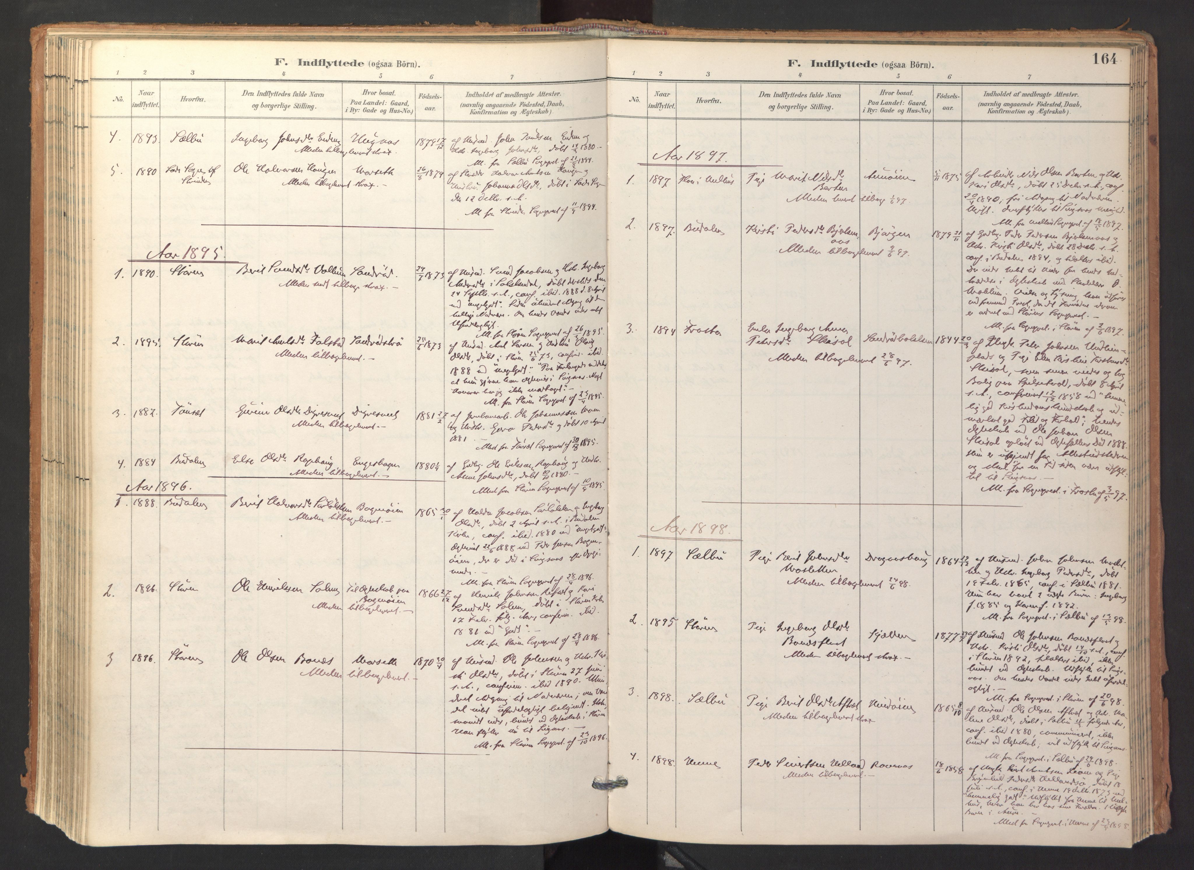 Ministerialprotokoller, klokkerbøker og fødselsregistre - Sør-Trøndelag, SAT/A-1456/688/L1025: Parish register (official) no. 688A02, 1891-1909, p. 164