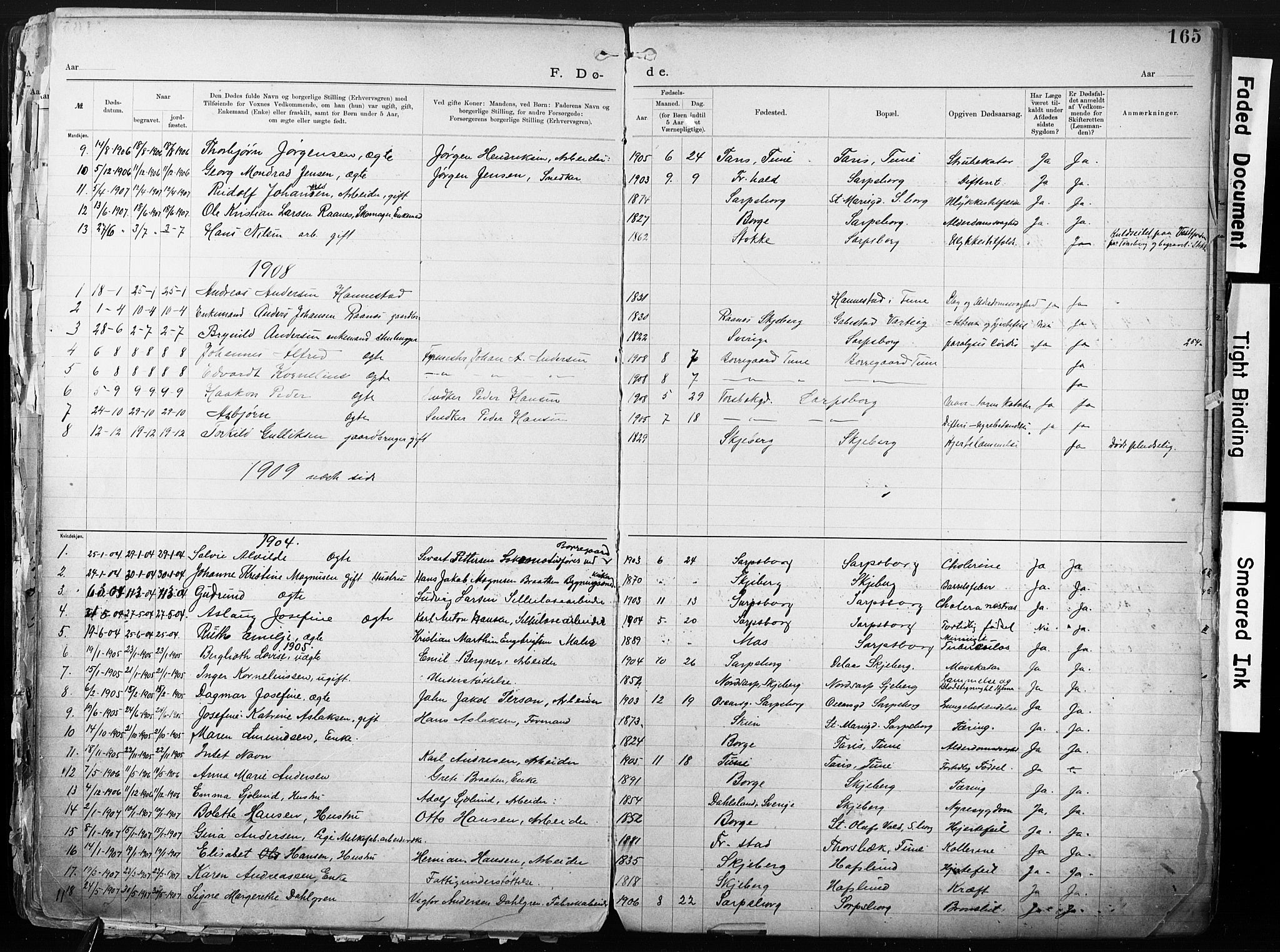 Sarpsborg metodistkirke, SAO/PAO-0233/A/L0004: Dissenter register no. 4, 1892-1923, p. 165