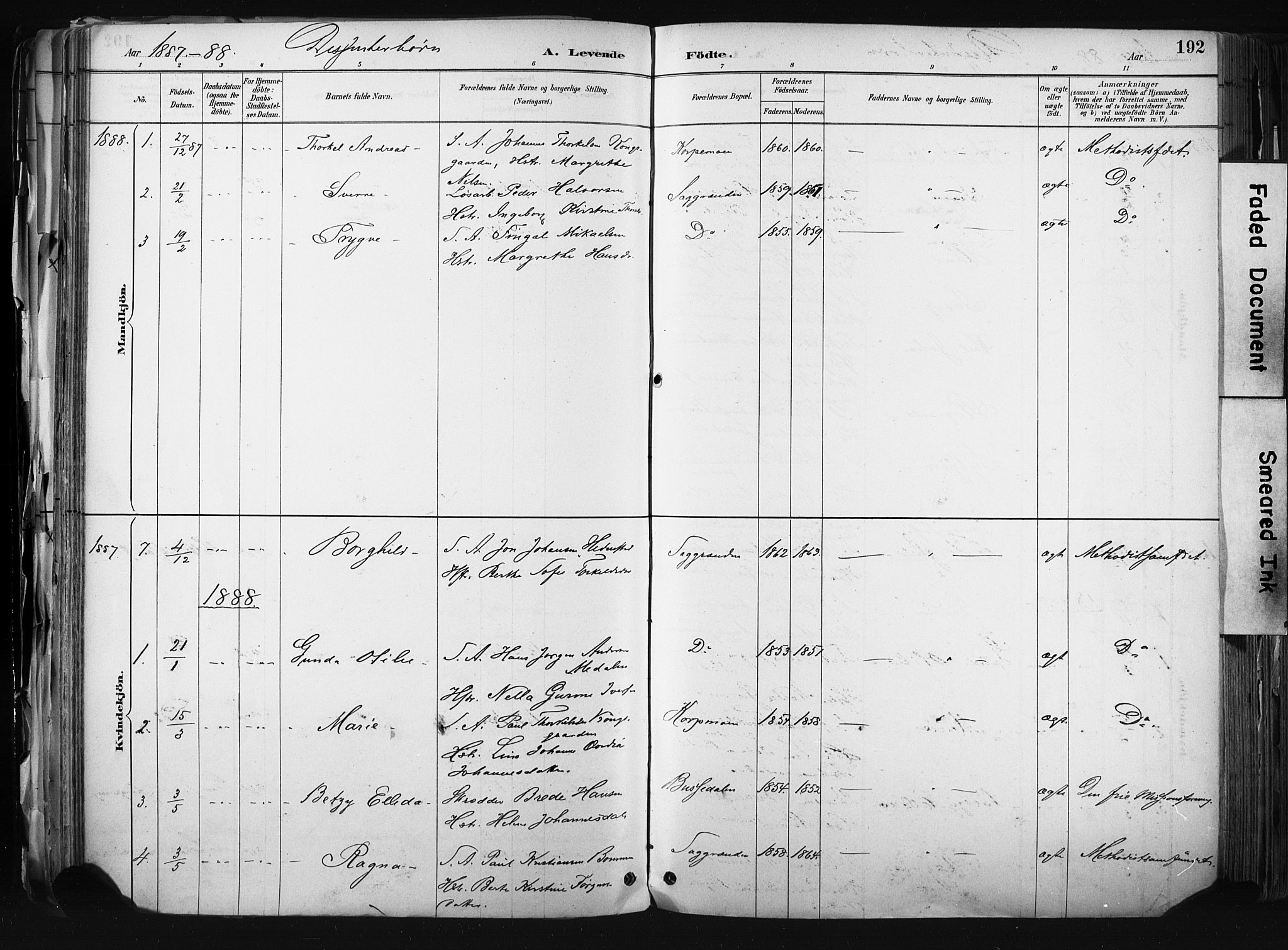 Kongsberg kirkebøker, SAKO/A-22/F/Fb/L0002: Parish register (official) no. II 2, 1886-1896, p. 192