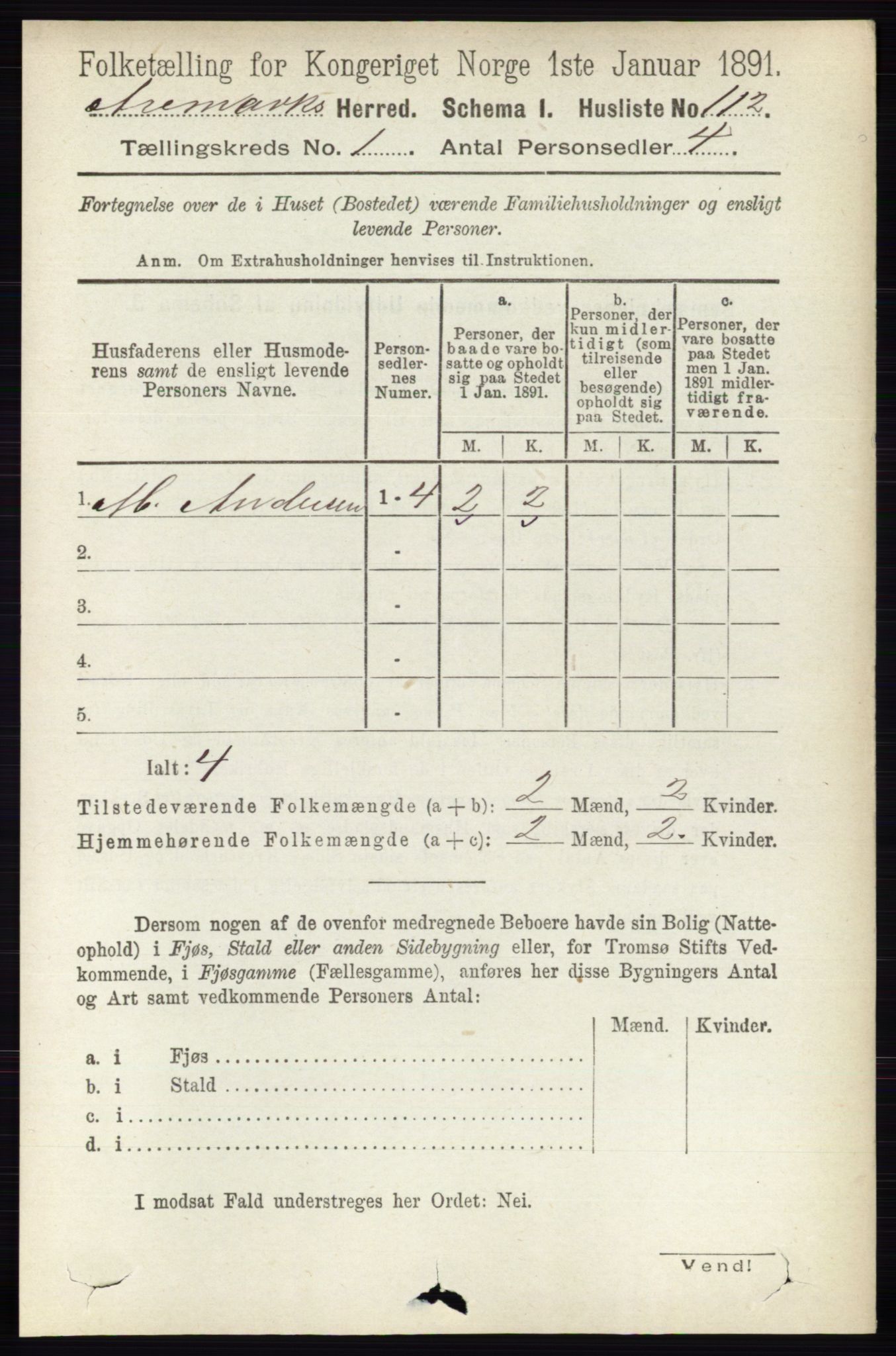 RA, 1891 census for 0118 Aremark, 1891, p. 138