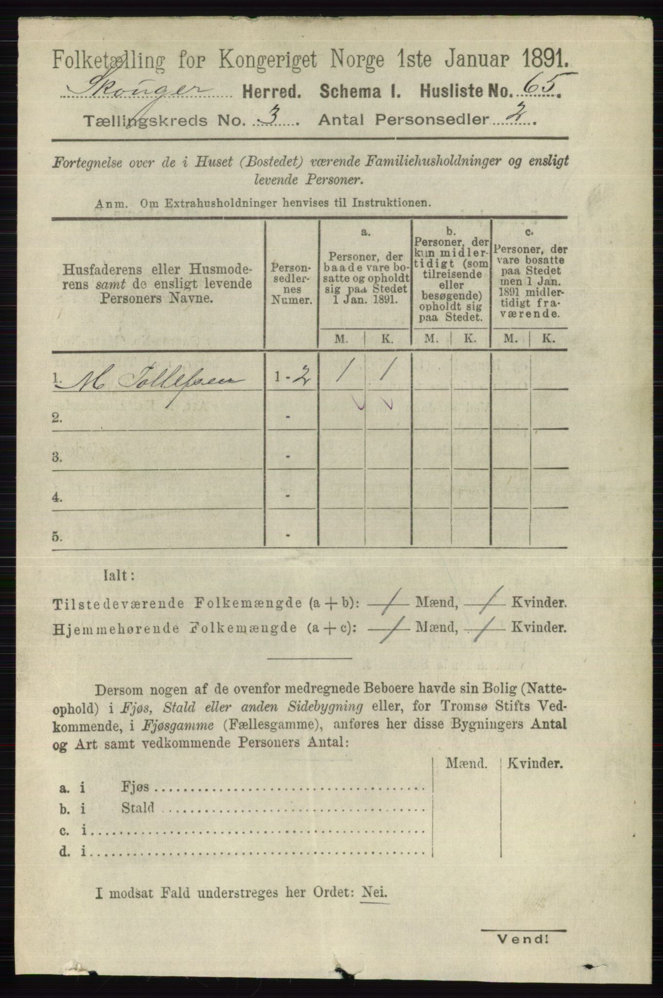 RA, 1891 census for 0712 Skoger, 1891, p. 1556