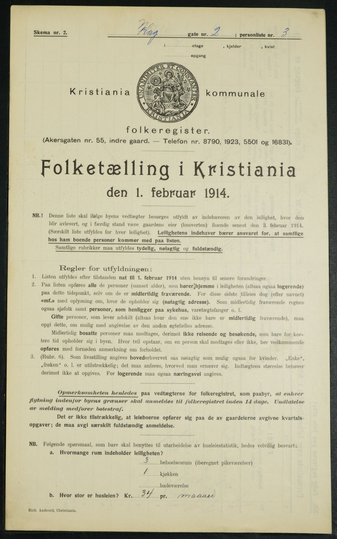 OBA, Municipal Census 1914 for Kristiania, 1914, p. 43198