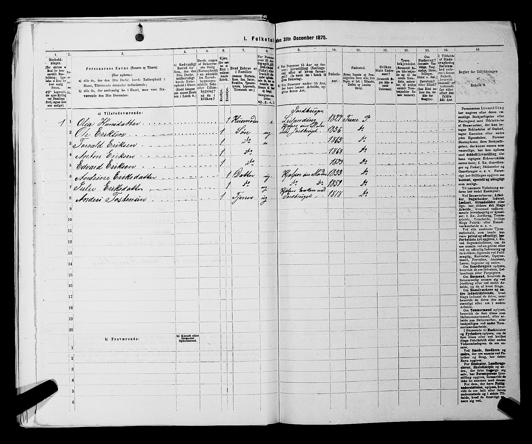 RA, 1875 census for 0130P Tune, 1875, p. 356