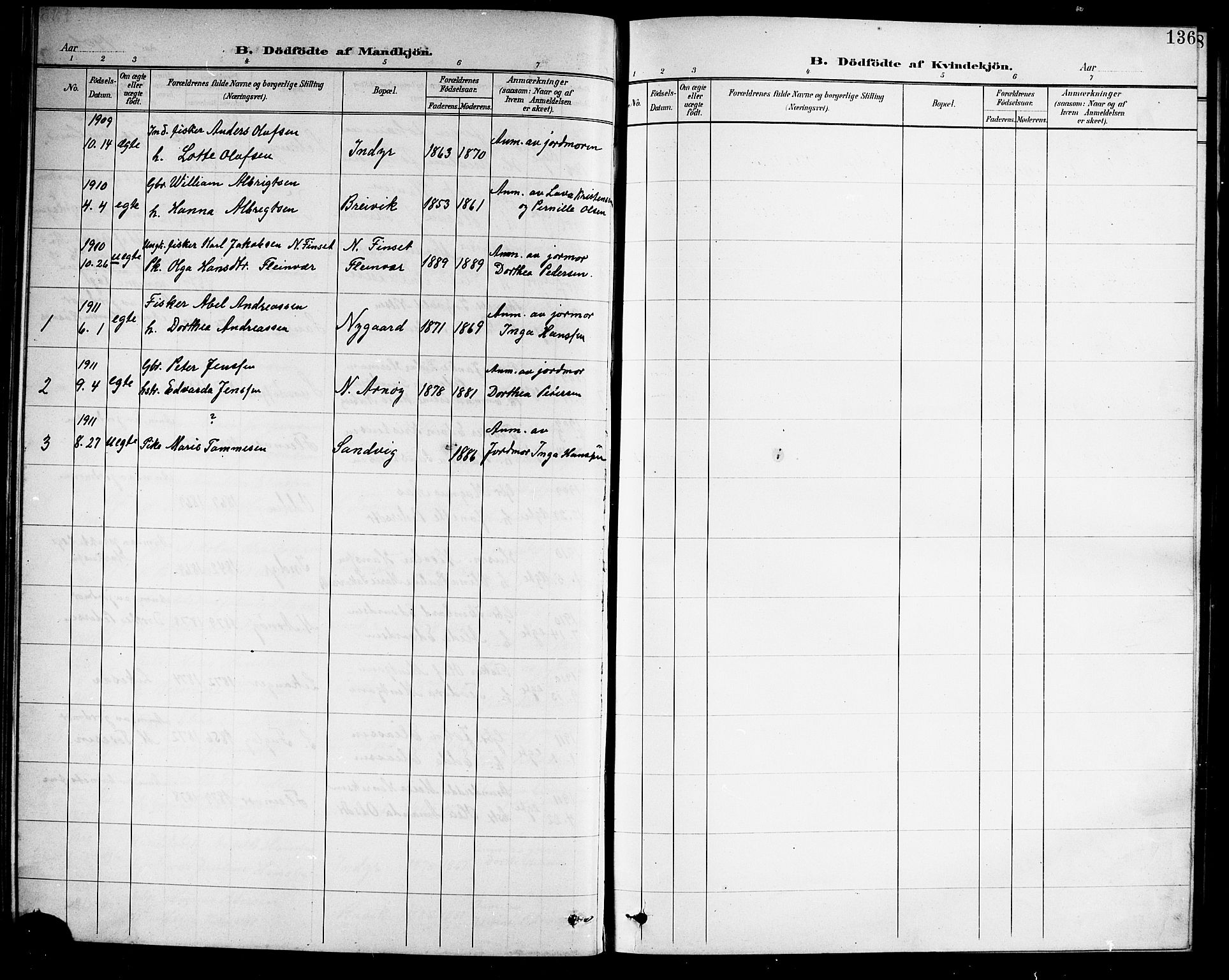 Ministerialprotokoller, klokkerbøker og fødselsregistre - Nordland, AV/SAT-A-1459/805/L0109: Parish register (copy) no. 805C05, 1900-1911, p. 136