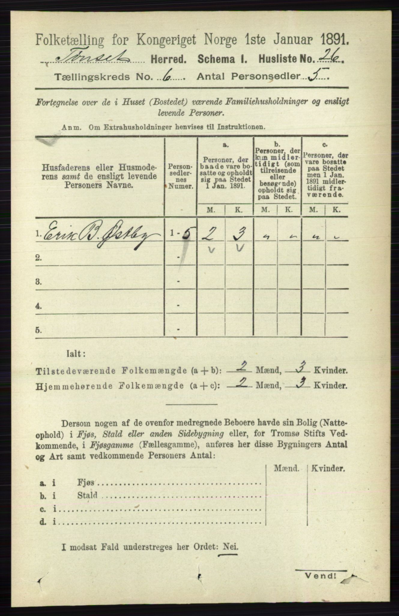 RA, 1891 census for 0437 Tynset, 1891, p. 1458