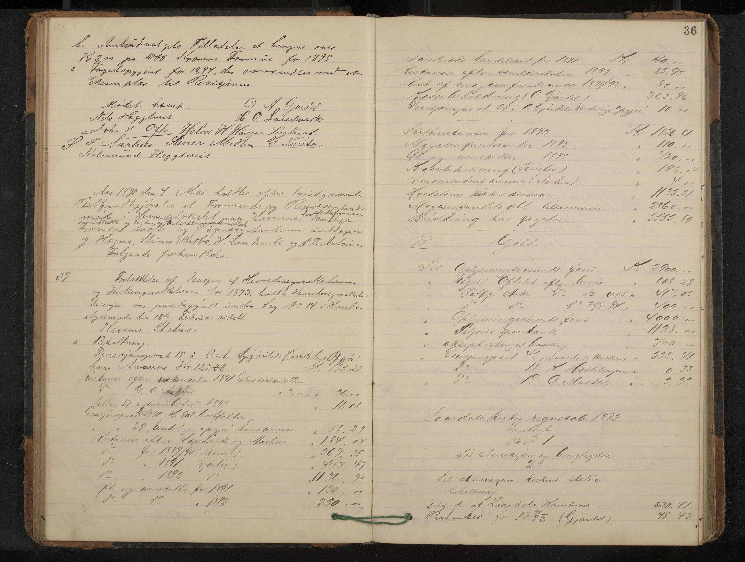 Lårdal formannskap og sentraladministrasjon, IKAK/0833021/A/L0003: Møtebok, 1893-1901, p. 36