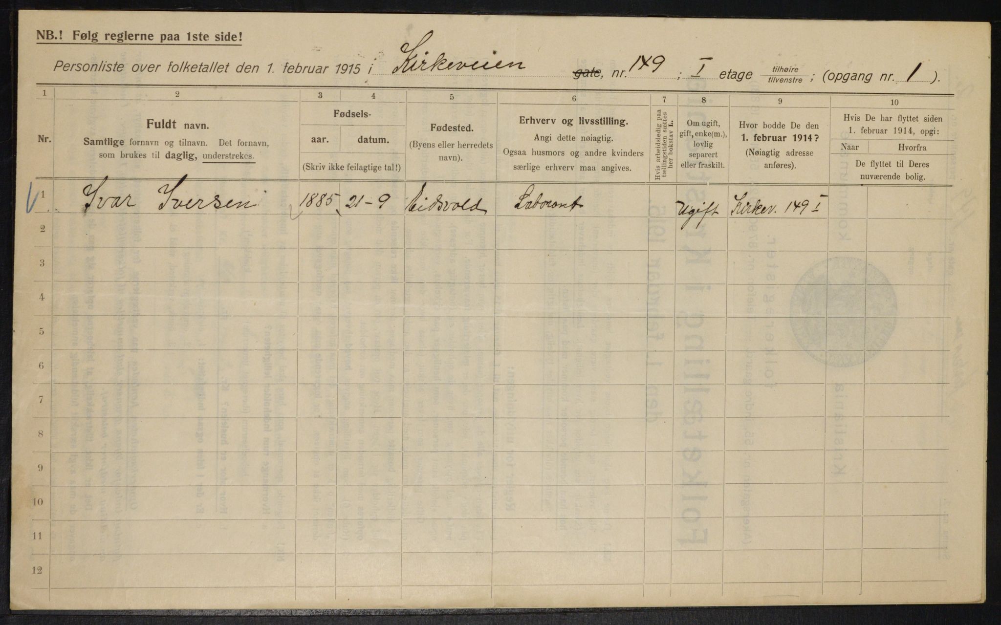 OBA, Municipal Census 1915 for Kristiania, 1915, p. 51002