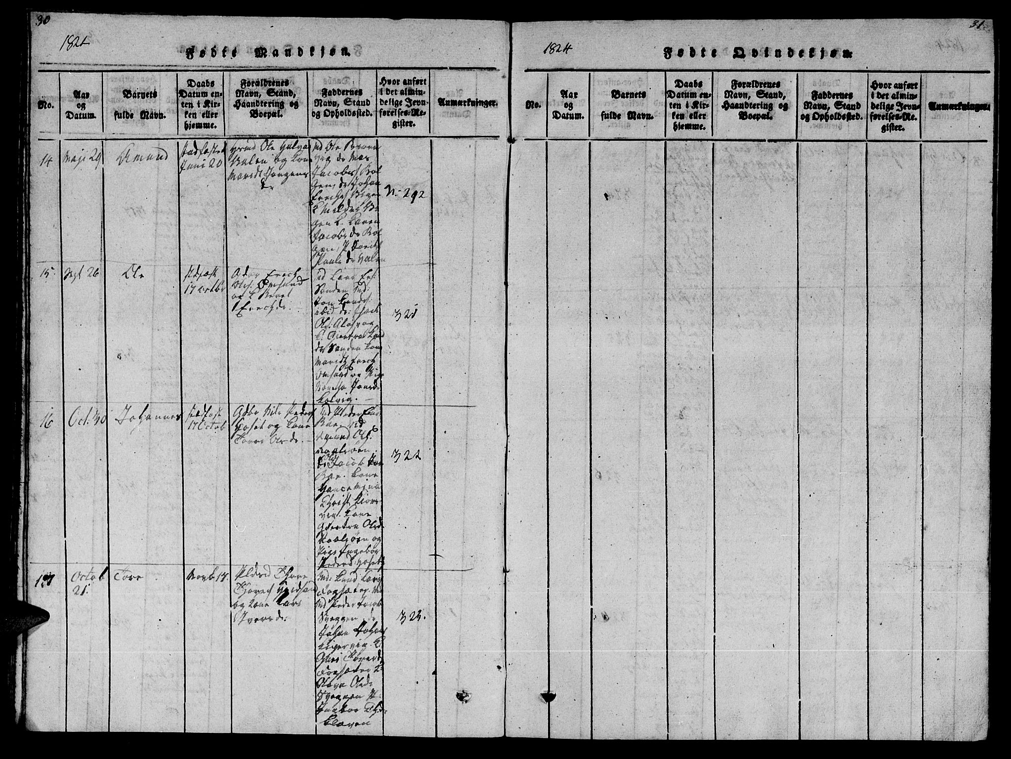 Ministerialprotokoller, klokkerbøker og fødselsregistre - Møre og Romsdal, AV/SAT-A-1454/569/L0818: Parish register (official) no. 569A04, 1820-1828, p. 30-31