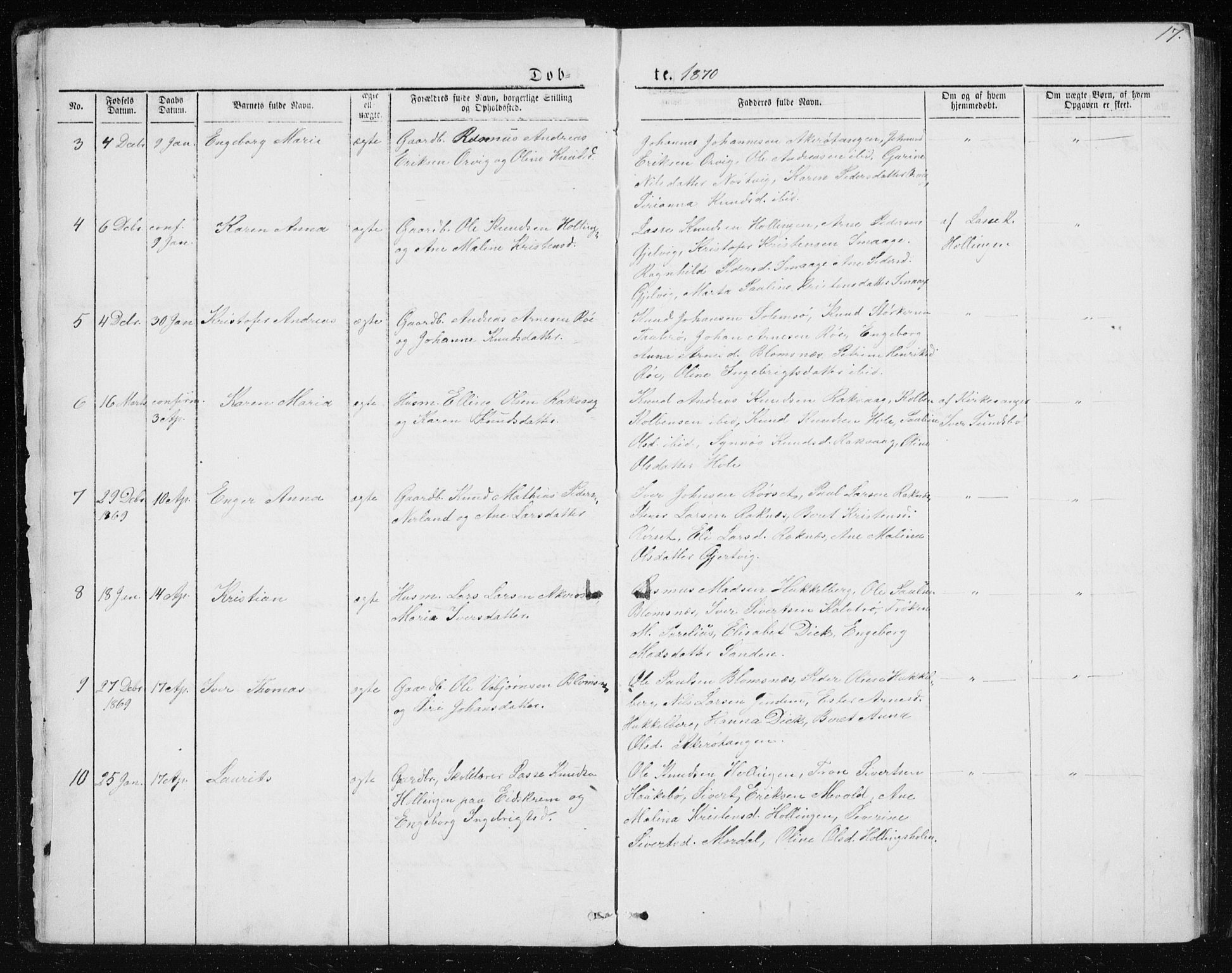 Ministerialprotokoller, klokkerbøker og fødselsregistre - Møre og Romsdal, AV/SAT-A-1454/560/L0724: Parish register (copy) no. 560C01, 1867-1892, p. 17