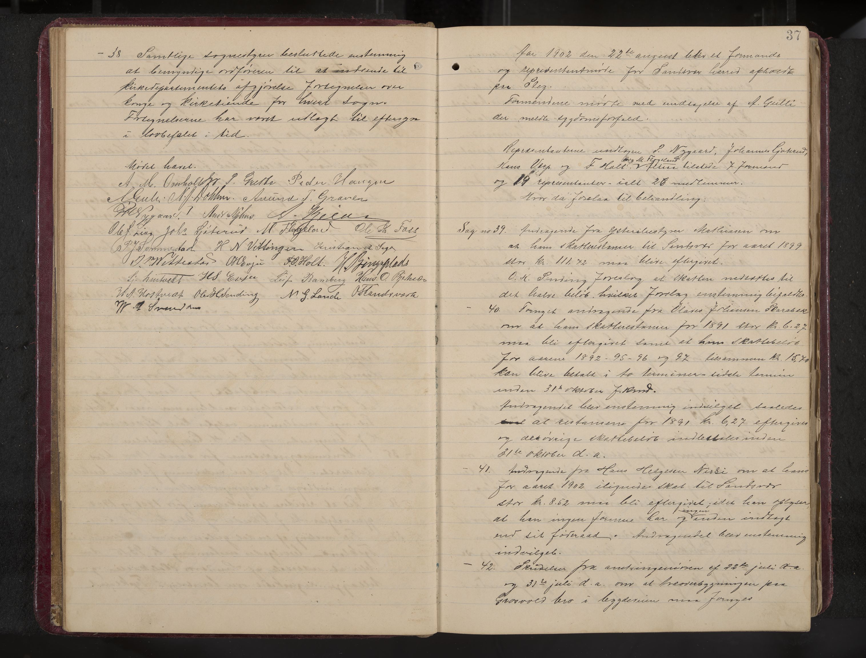 Ytre Sandsvær formannskap og sentraladministrasjon, IKAK/0629021/A/Aa/L0001: Møtebok med register, 1902-1919, p. 37