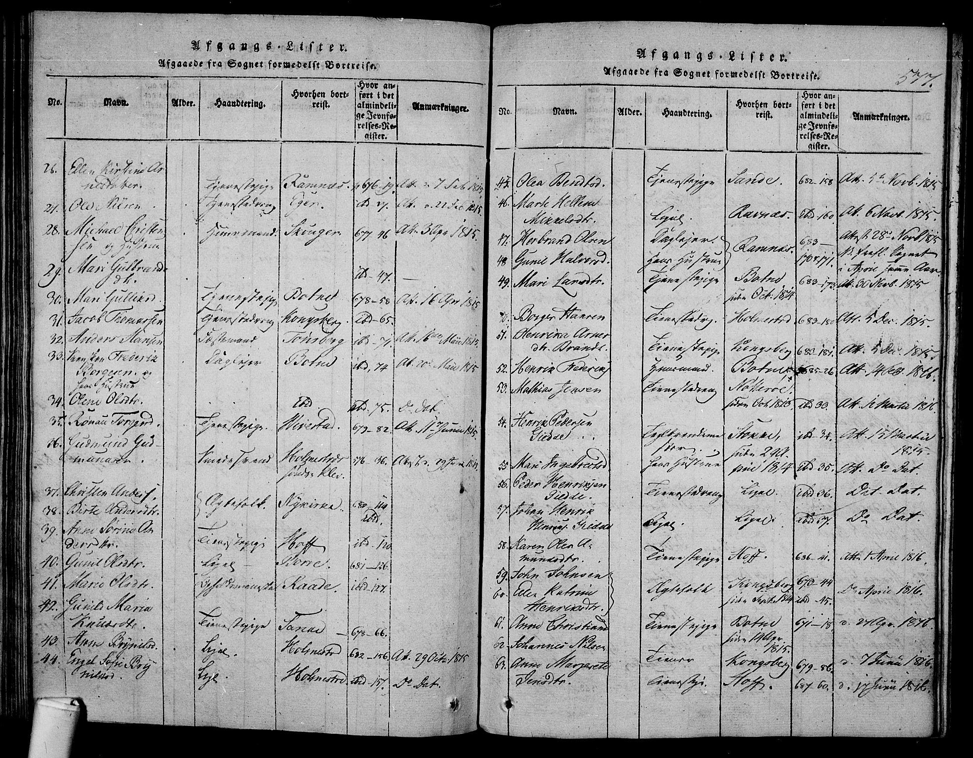 Våle kirkebøker, SAKO/A-334/F/Fa/L0007: Parish register (official) no. I 7, 1814-1824, p. 576-577