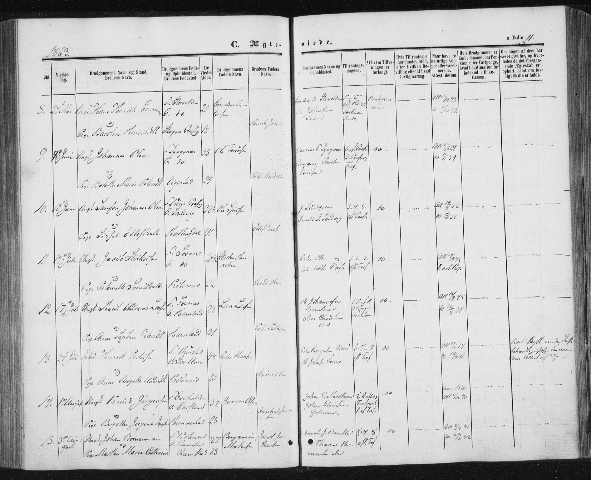 Ministerialprotokoller, klokkerbøker og fødselsregistre - Nord-Trøndelag, AV/SAT-A-1458/784/L0670: Parish register (official) no. 784A05, 1860-1876, p. 11