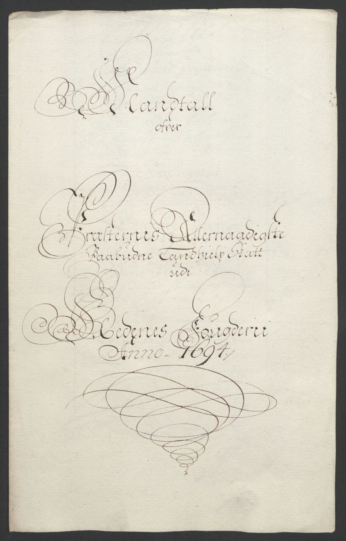 Rentekammeret inntil 1814, Reviderte regnskaper, Fogderegnskap, AV/RA-EA-4092/R39/L2312: Fogderegnskap Nedenes, 1693-1695, p. 180