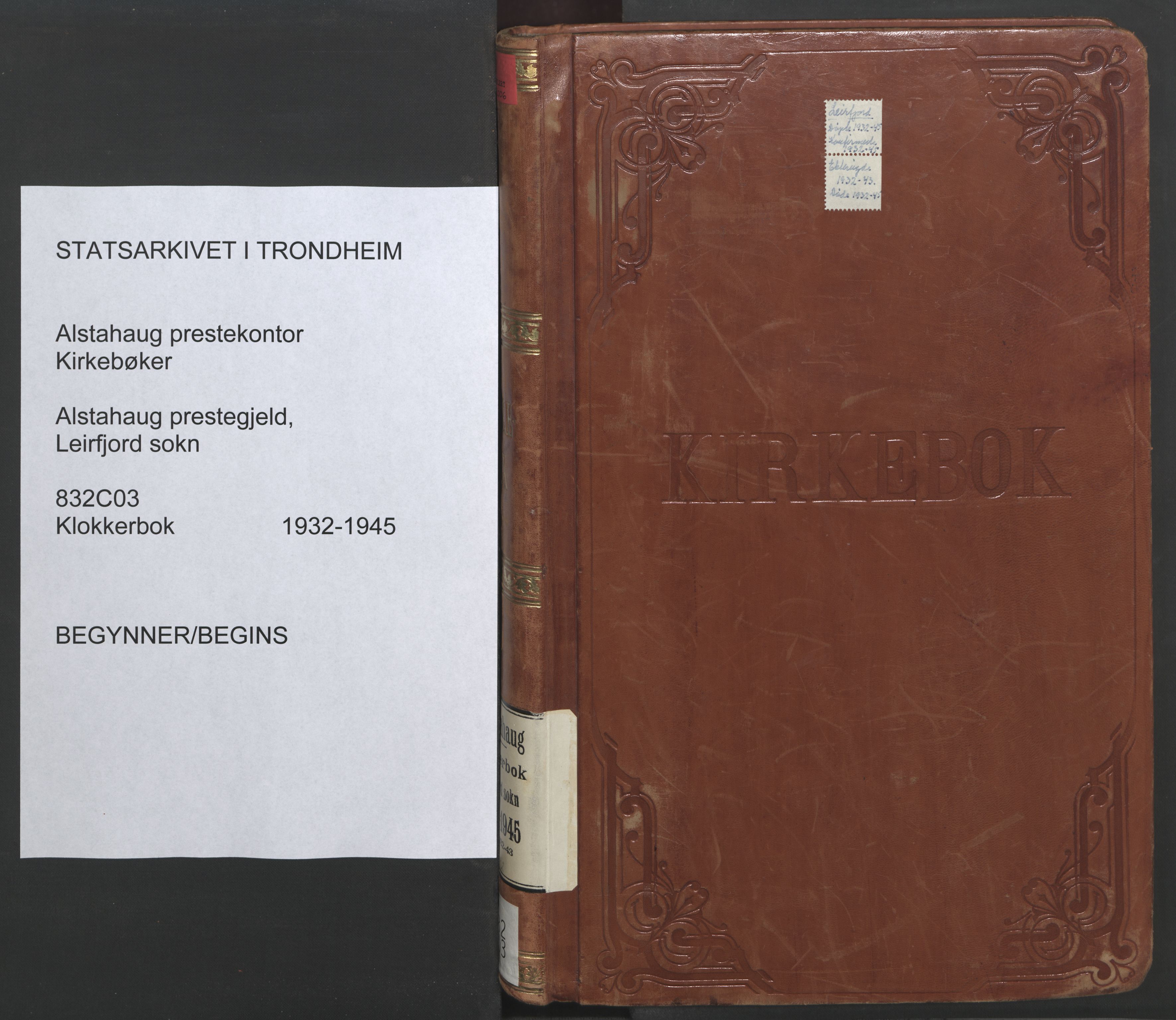 Ministerialprotokoller, klokkerbøker og fødselsregistre - Nordland, SAT/A-1459/832/L0496: Parish register (copy) no. 832C03, 1932-1945