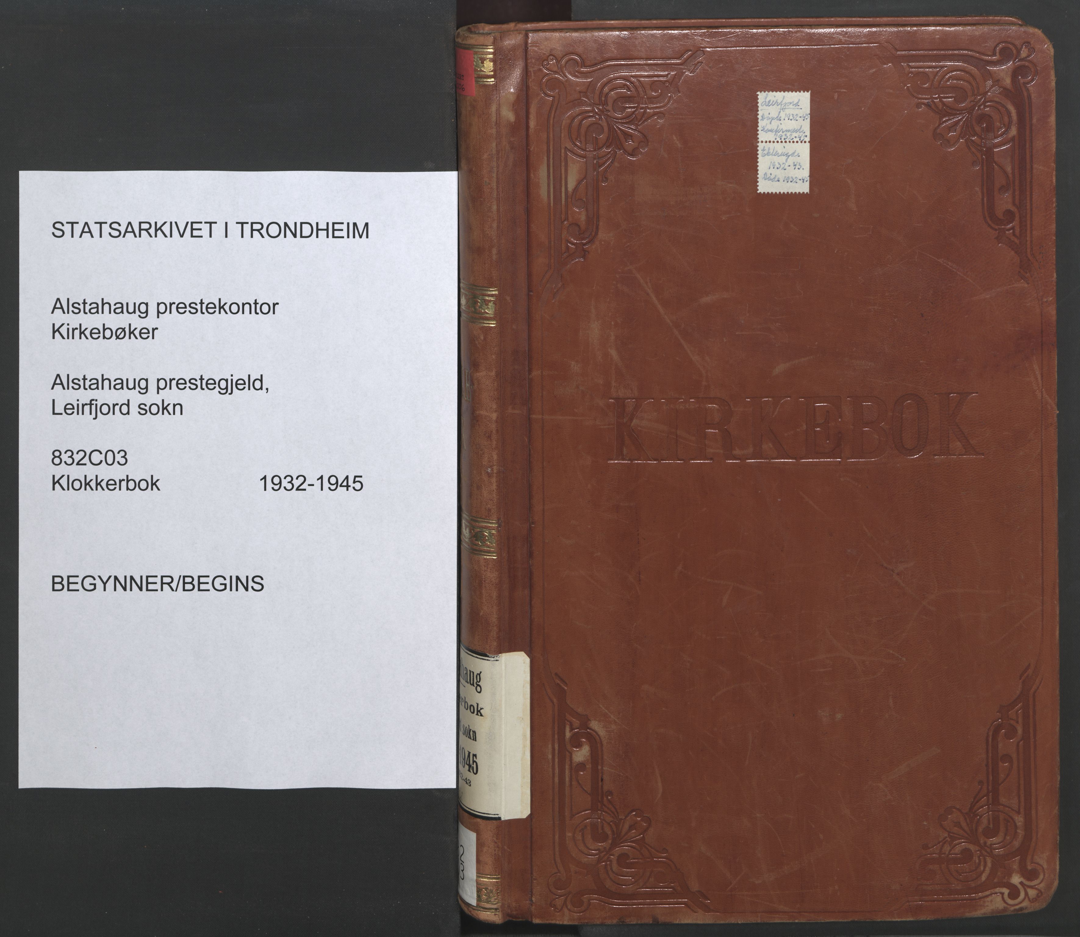 Ministerialprotokoller, klokkerbøker og fødselsregistre - Nordland, AV/SAT-A-1459/832/L0496: Parish register (copy) no. 832C03, 1932-1945