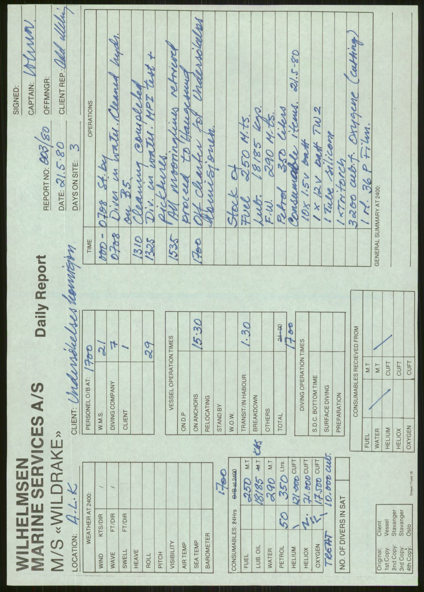 Justisdepartementet, Granskningskommisjonen ved Alexander Kielland-ulykken 27.3.1980, AV/RA-S-1165/D/L0006: A Alexander L. Kielland (Doku.liste + A3-A6, A11-A13, A18-A20-A21, A23, A31 av 31)/Dykkerjournaler, 1980-1981, p. 539
