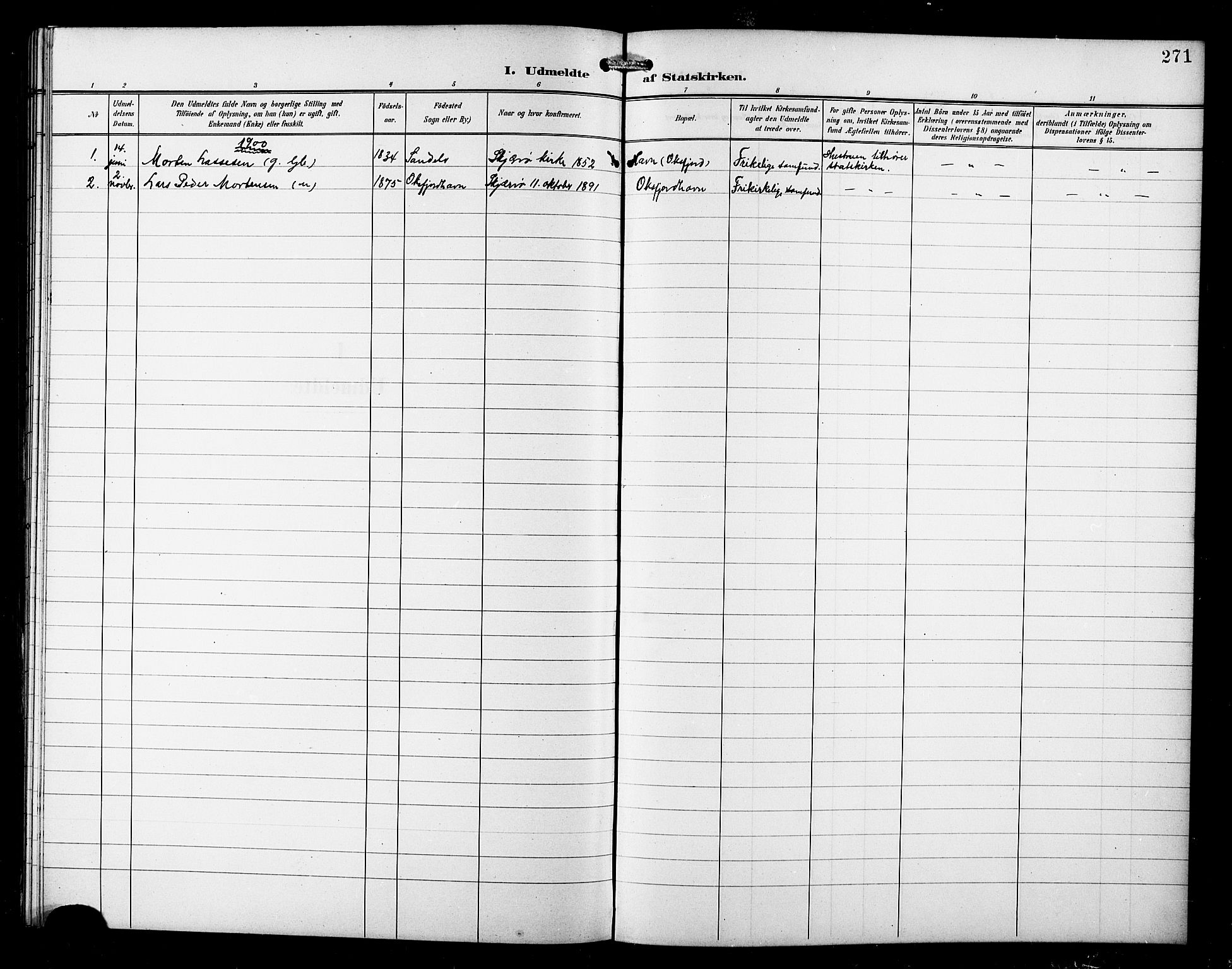 Skjervøy sokneprestkontor, AV/SATØ-S-1300/H/Ha/Hab/L0008klokker: Parish register (copy) no. 8, 1900-1910, p. 271