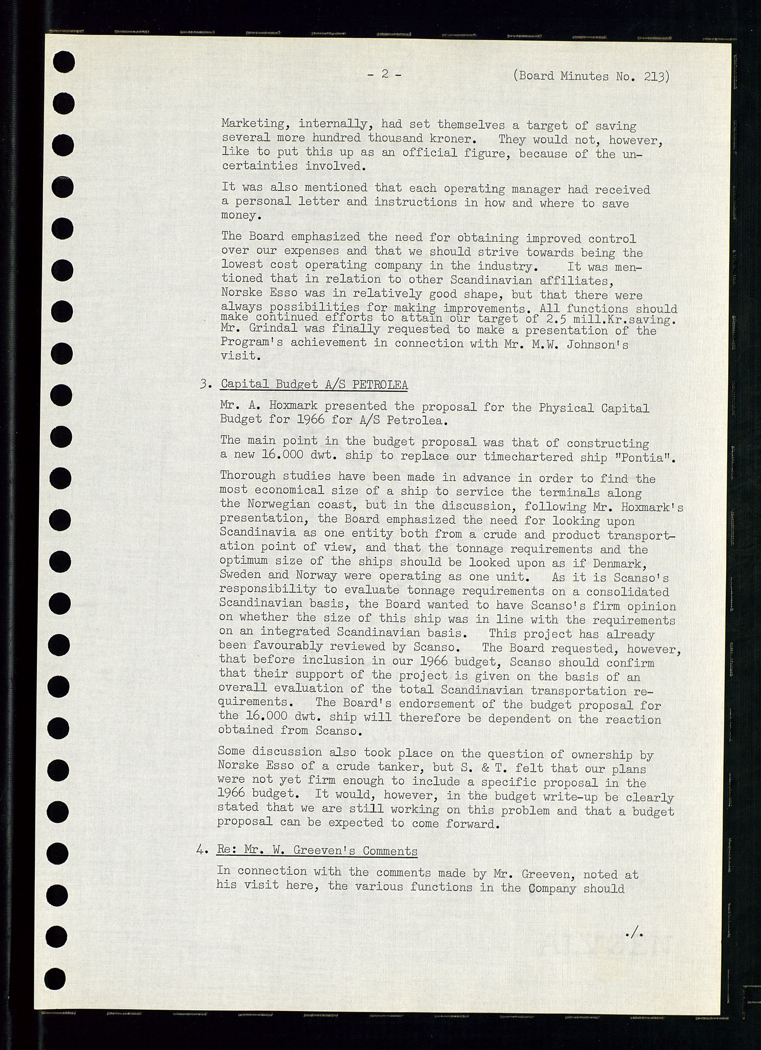 Pa 0982 - Esso Norge A/S, AV/SAST-A-100448/A/Aa/L0002/0001: Den administrerende direksjon Board minutes (styrereferater) / Den administrerende direksjon Board minutes (styrereferater), 1965, p. 84